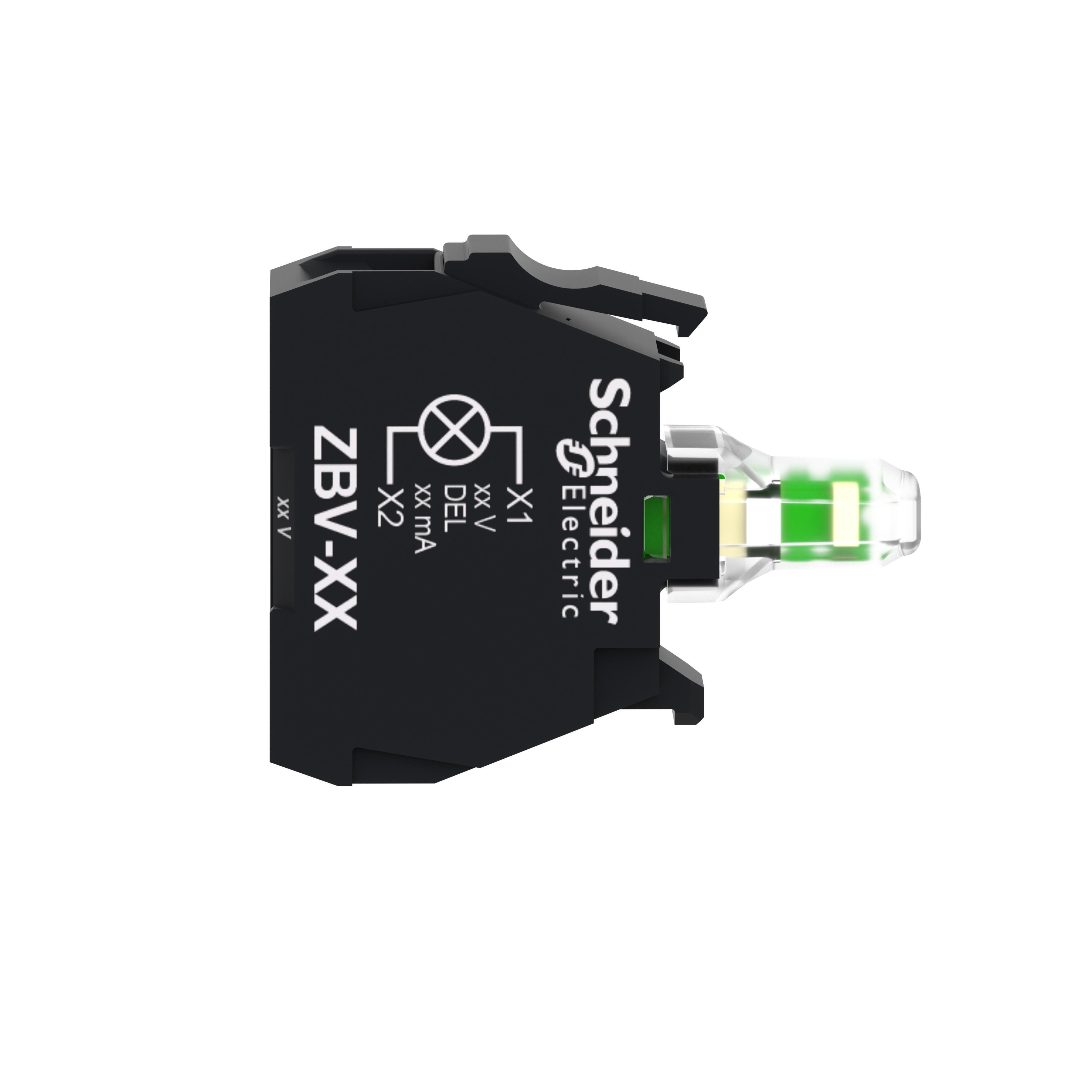 Picture of ZBVBG1 - Light block, Harmony XB4, Harmony XB5, for head 22mm, universal LED, screw clamp terminals, 24...120V AC DC
