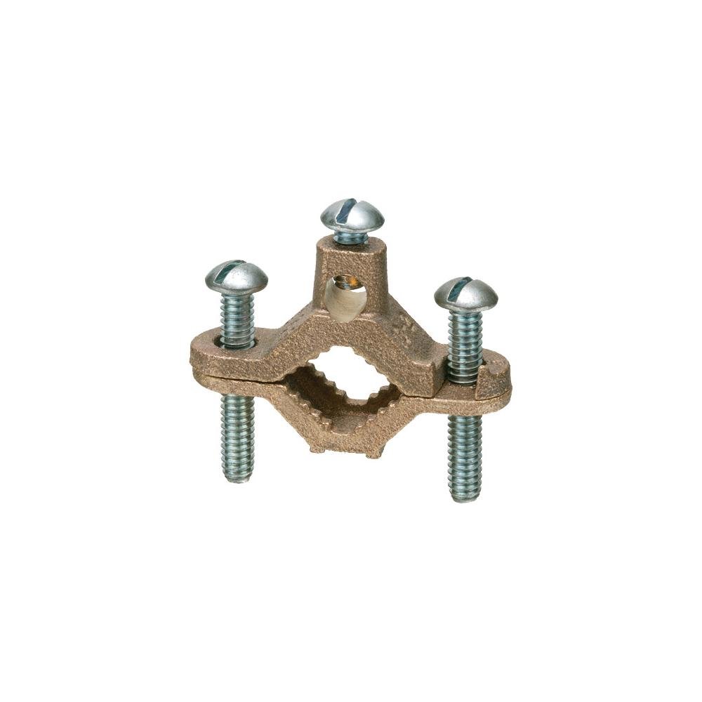 Picture of 720B - Solid Brass with galvanized steel screws, bare wire ground clamp. Pipe size - 1/2" to 1", Wire Range - #10 to #2