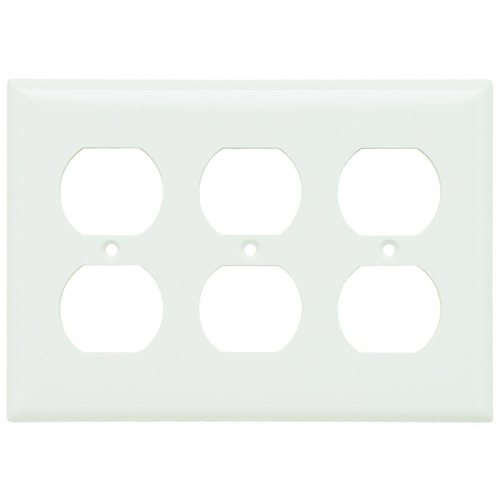 SP83W - 3-Gang Thermoset Wall Plate, Duplex Receptacle Openings, White