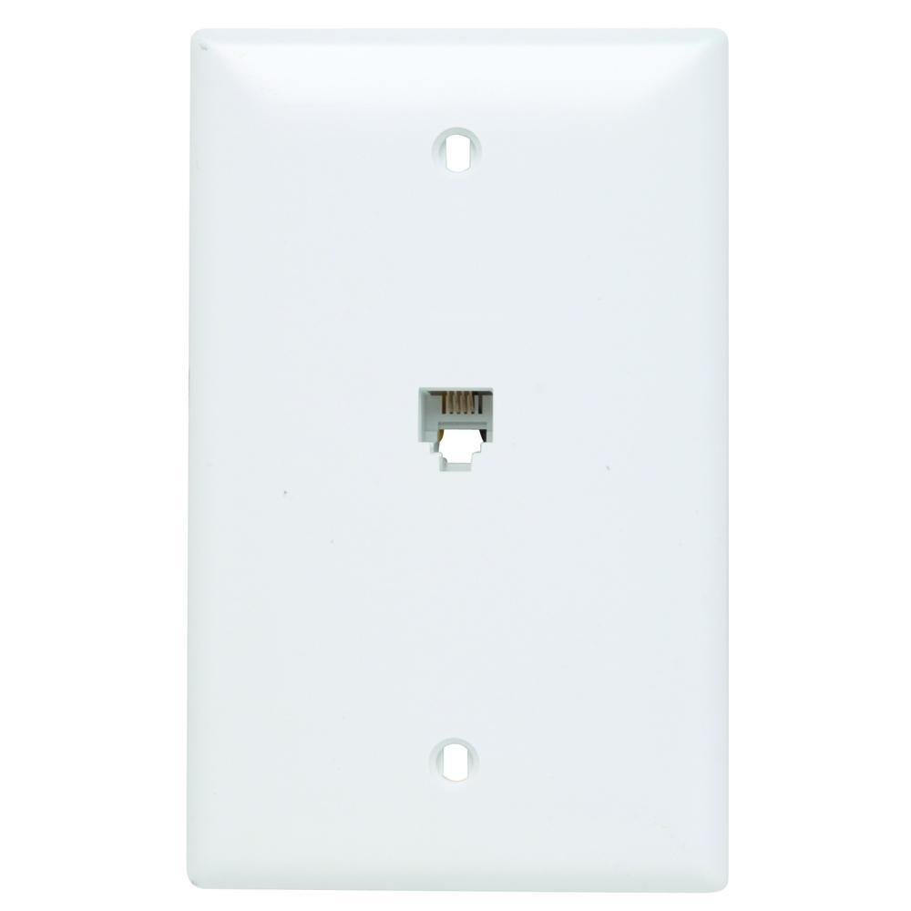 TPTE1W - 1-Gang Pre-configured Wall Plate with One RJ11 Telephone Jack, White