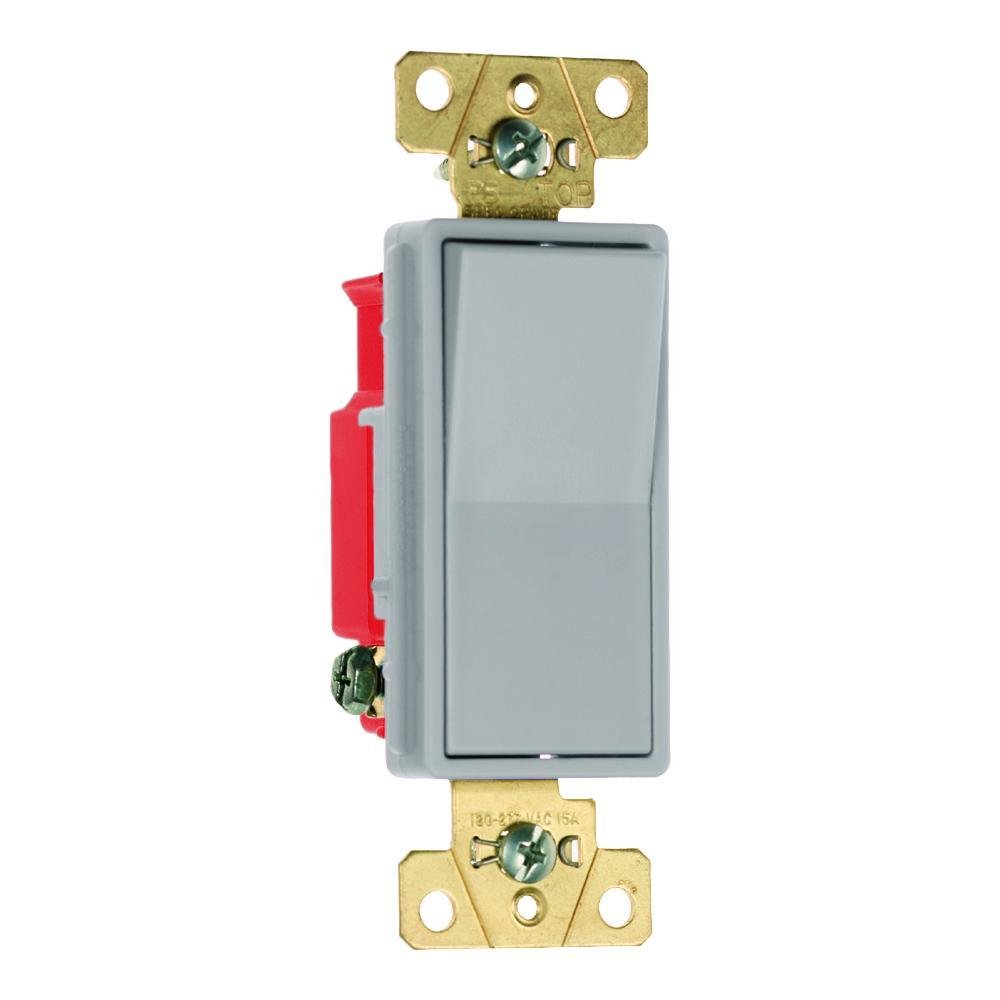 2621-GRY - 20A 120V/277V Specification Grade Single Pole Decorator Paddle Switch, Gray