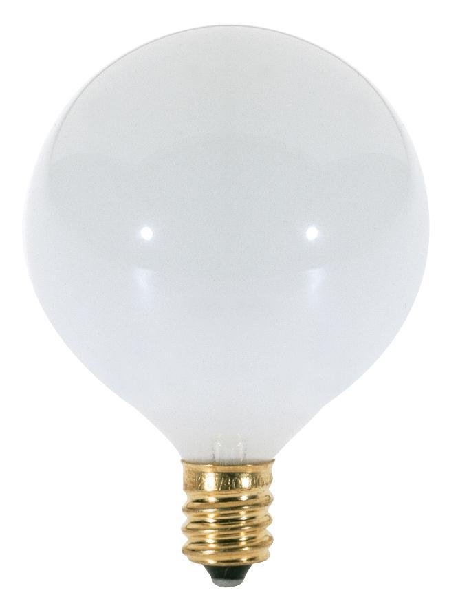 S3260 - 25 Watt G16 1/2 Incandescent - Gloss White - 1500 Average rated hours - 175 Lumens - Candelabra base - 120 Volt