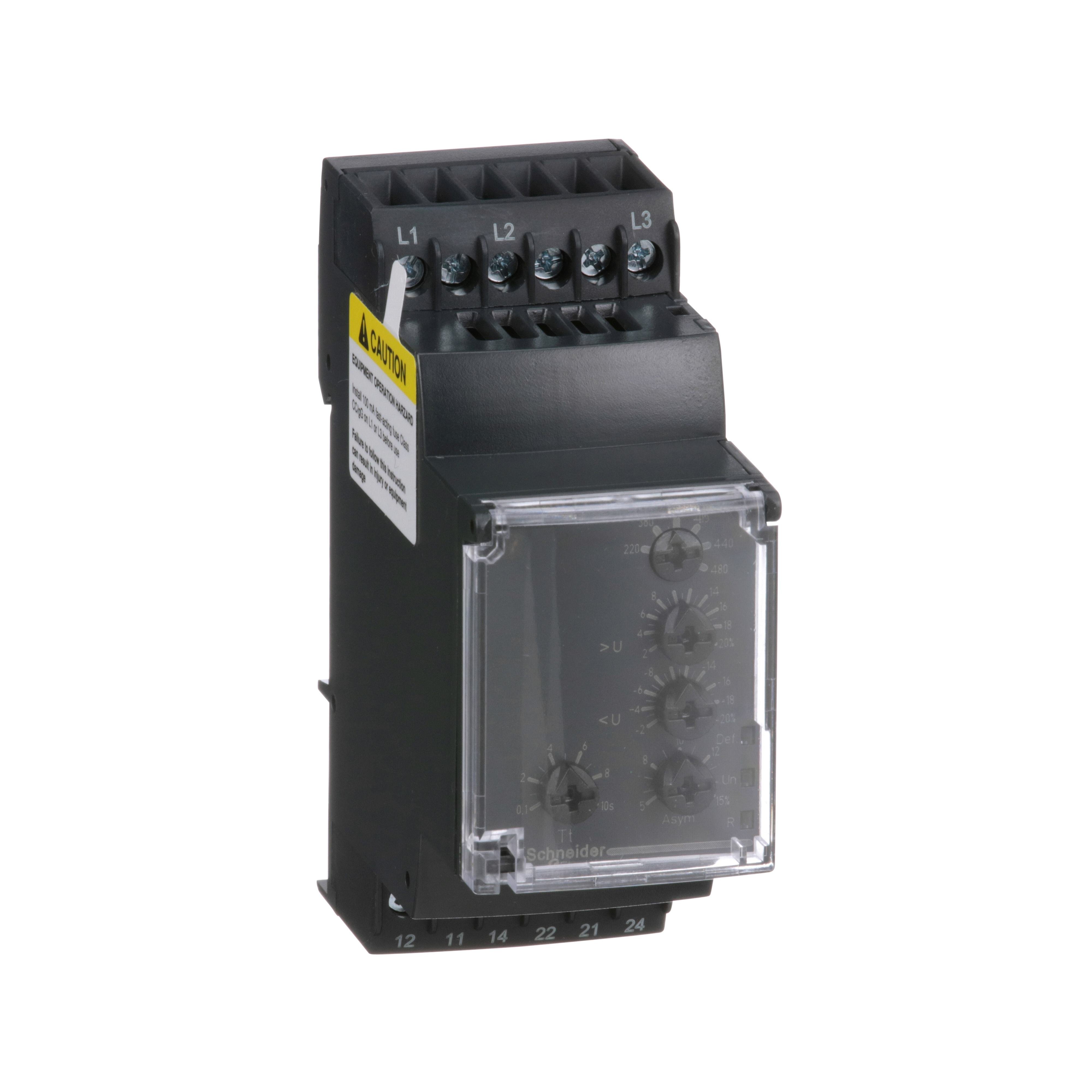 Picture of RM35TF30 - Harmony, 3 phase supply control relay, range 220 to 480 VAC, sequence, phase failure, phase imbalance, voltage