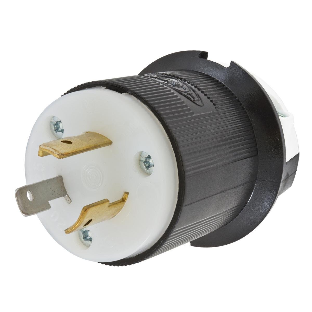 Picture of HBL2311 - Locking Devices, Twist-Lock®, Industrial, Male Plug, 20A 125V, 2-Pole 3-Wire Grounding, L5-20P, Screw Terminal, Black and White