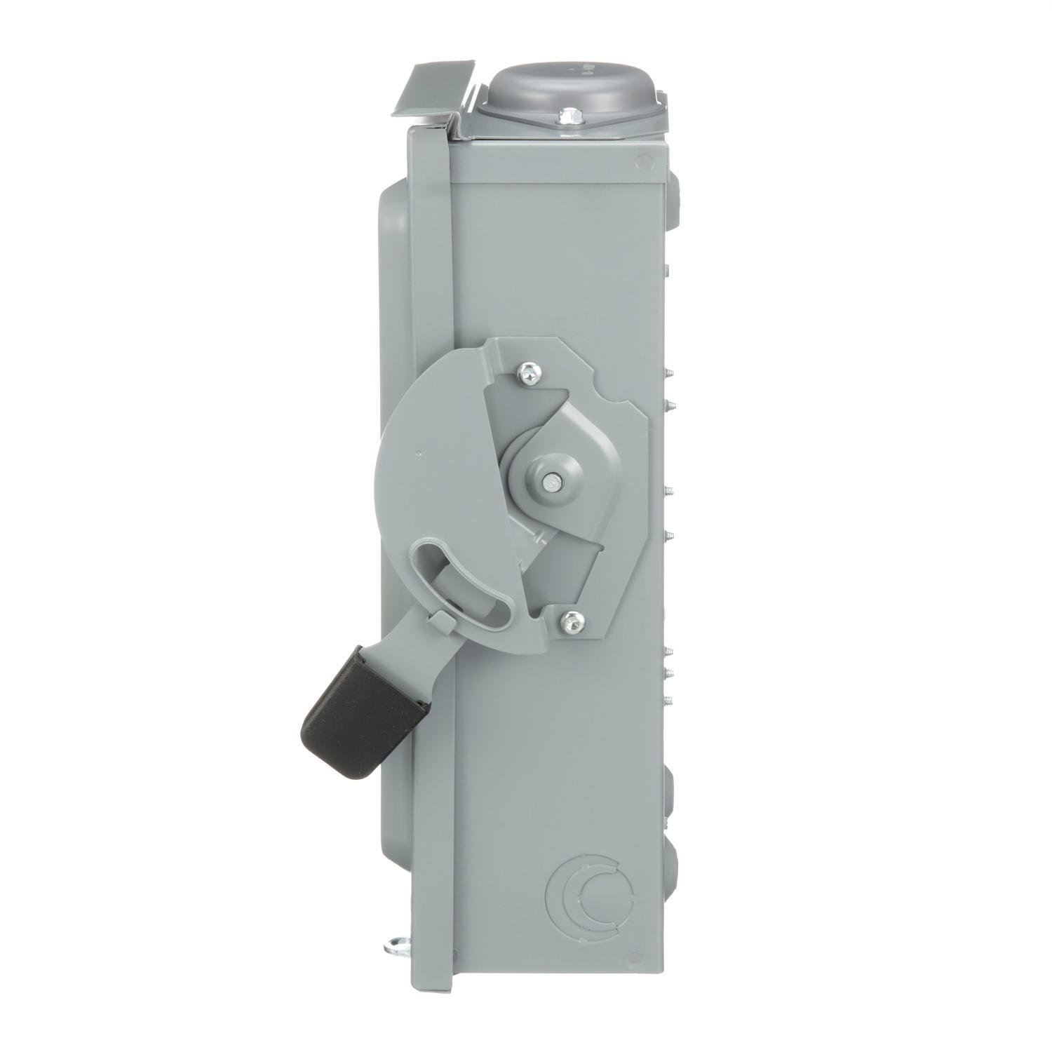 D222NRB - Safety switch, general duty, fusible, 60A, 2 pole, 15hp, 240VAC, NEMA 3R, bolt on provision, neutral factory installed
