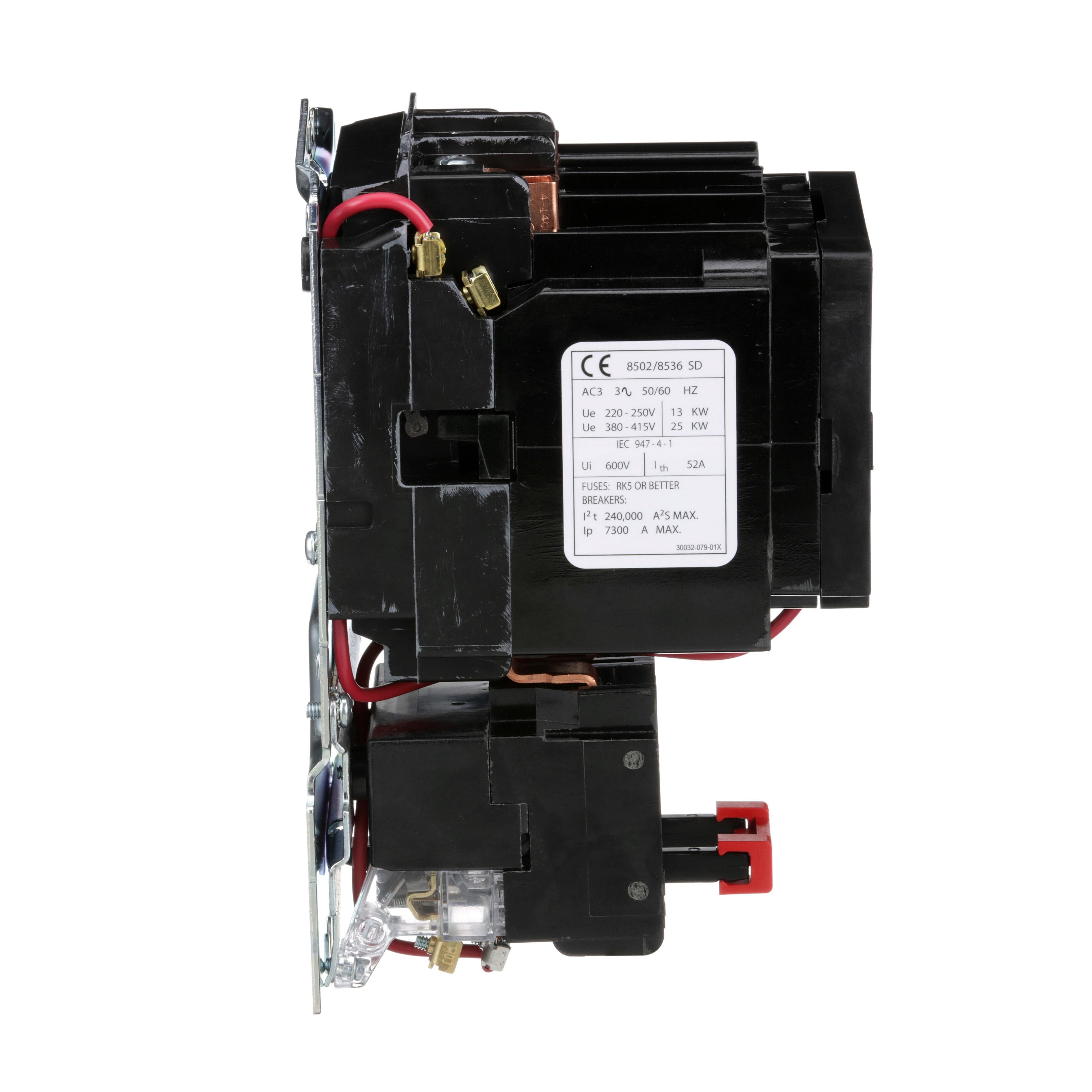 Picture of 8536SDO1V01S - NEMA Motor Starter, Type S, nonreversing, Size 2, 45A, 25 HP at 460 VAC, 5 kA SCCR, 3 phase, 3 pole, melting alloy, 24 VAC coil, open [TAA]