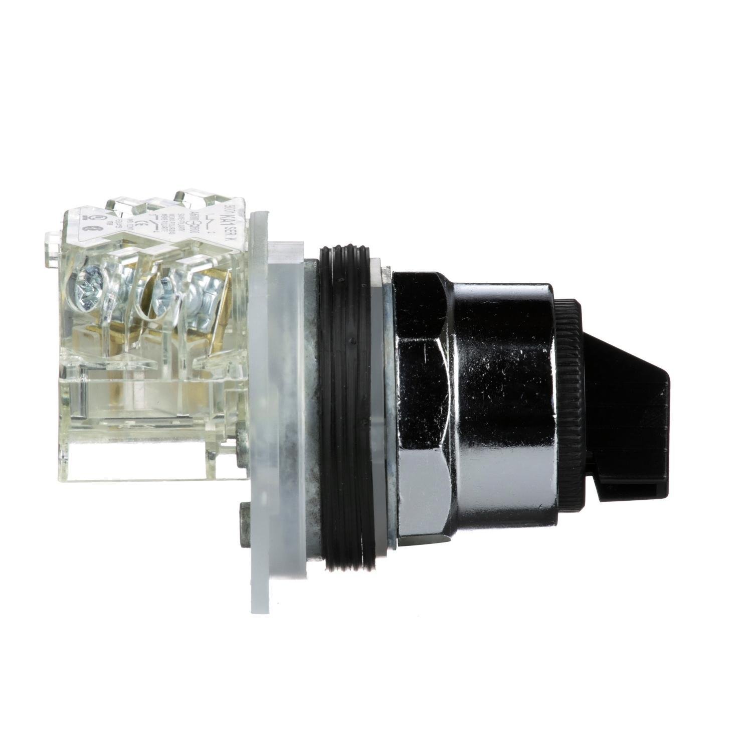 Picture of 9001KS11BH13 - 30mm Push Button, Type K, selector switch, 2 position, black knob, 1NO and 1 NC