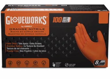 GWON48100 - Gloveworks GWON48100 Orange X-Large Heavy Duty Nitrile Gloves 100 Count