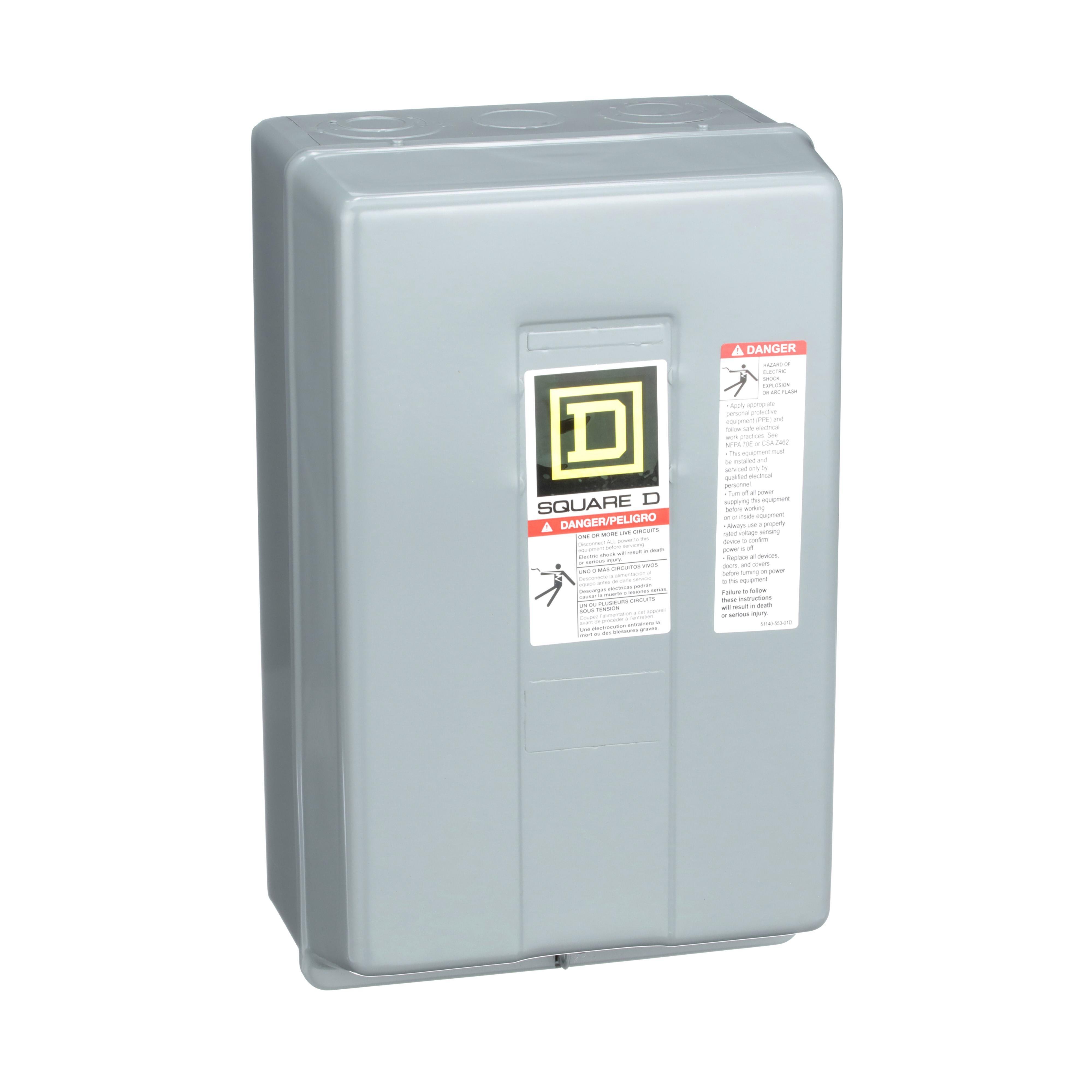 8903LG20V02 - Contactor, Type L, multipole lighting, electrically held, 30A, 2 pole, 600V, 110/120VAC 50/60Hz coil, NEMA 1