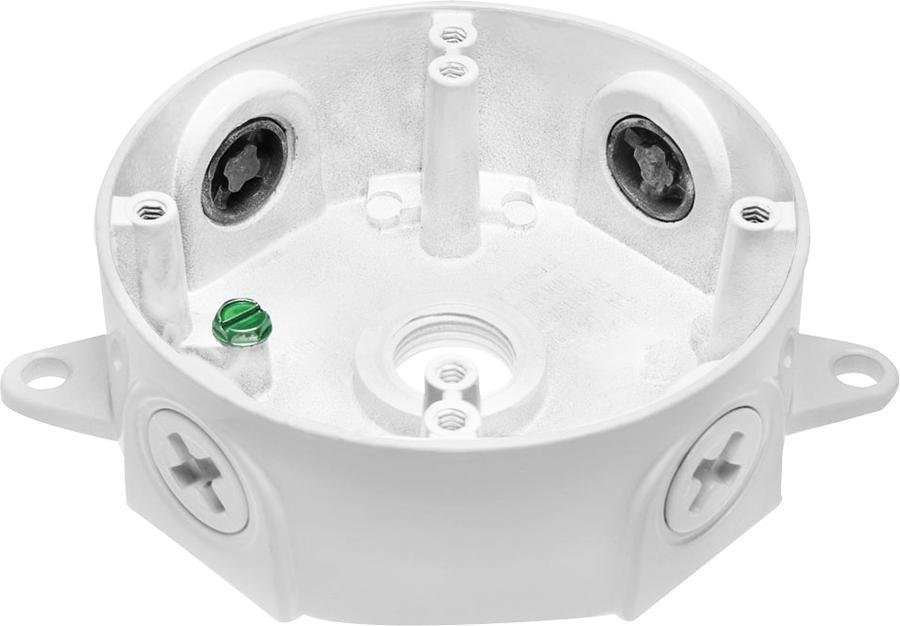 VXCW - OUTDOOR ACCESSORY WEATHERPROOF ROUND BOX 1/2 INCH WHITE WITHOUT COVER