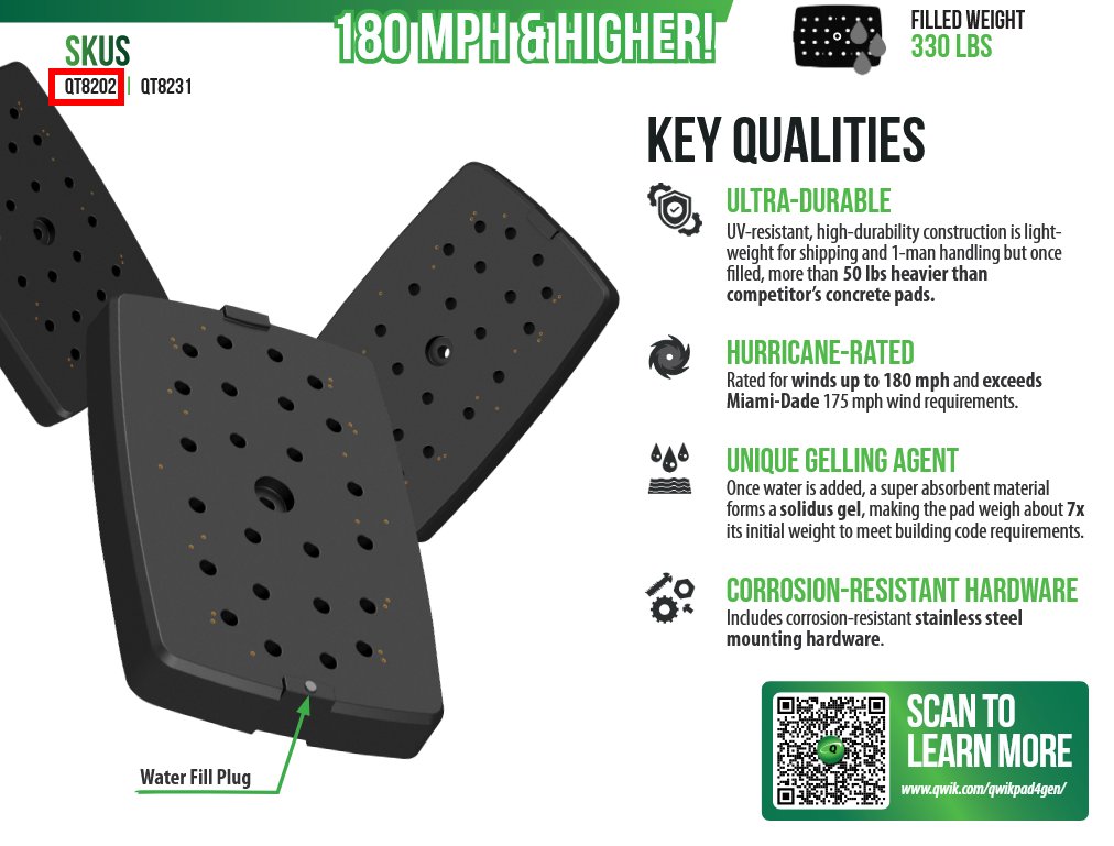 QT8202 - Qwik Universal Generator Pad with Hardware
