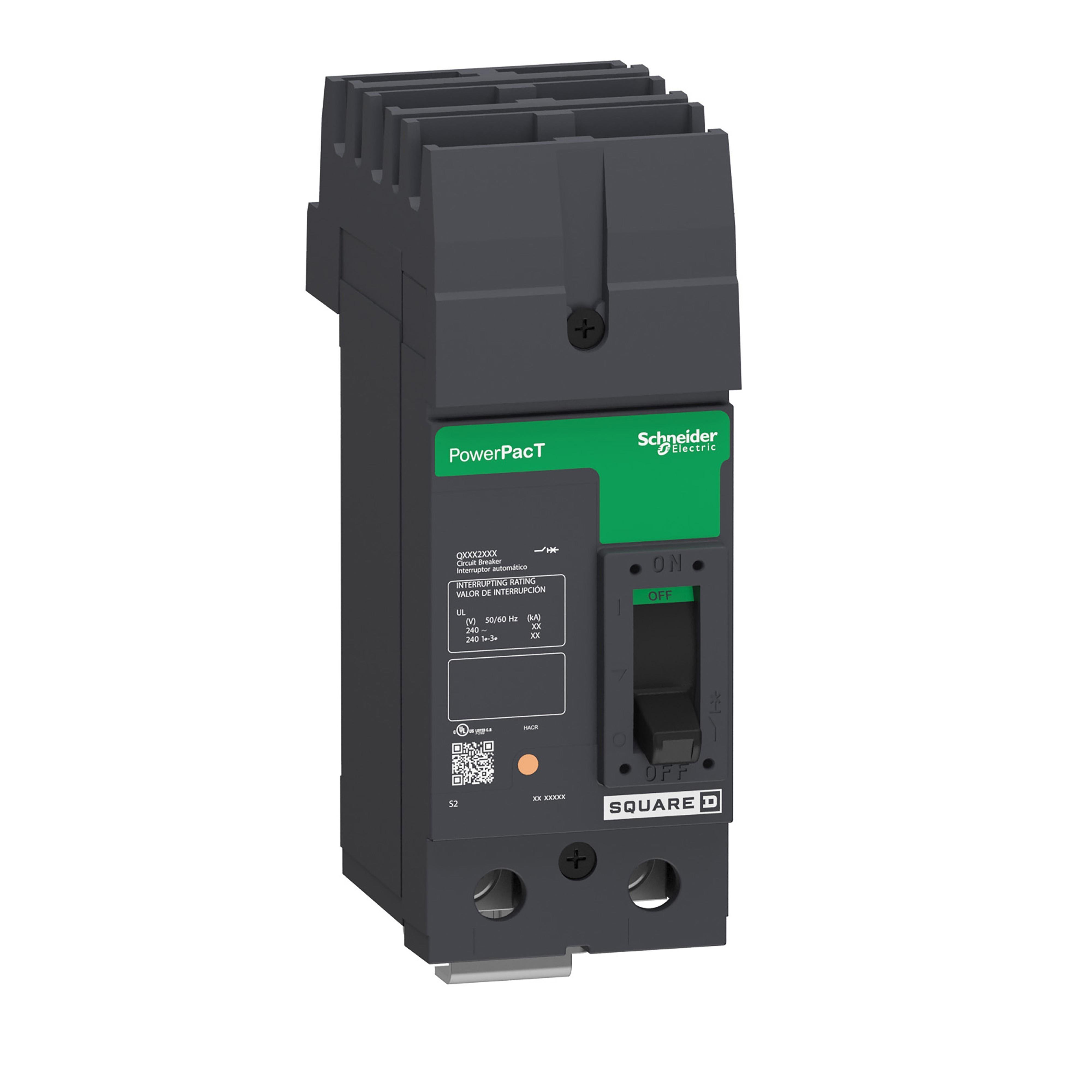 Picture of QGA221252 - Circuit breaker, PowerPacT Q, 125A, 2 pole, 240VAC, 65kA, I-Line, thermal magnetic, 80%, AC