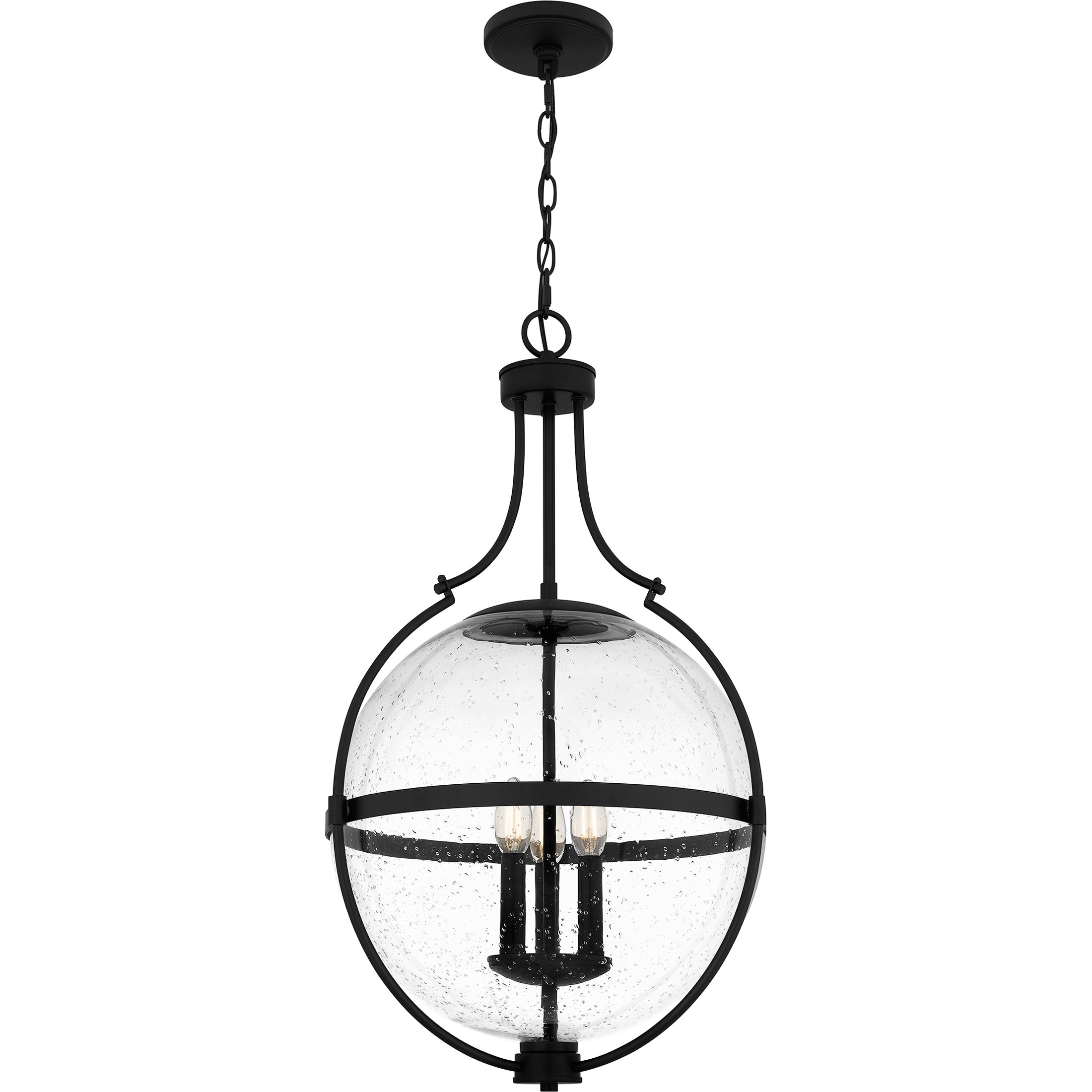 QP6169MBK - Chicago 3 Light 17.5 inch Matte Black Pendant Ceiling Light, Large