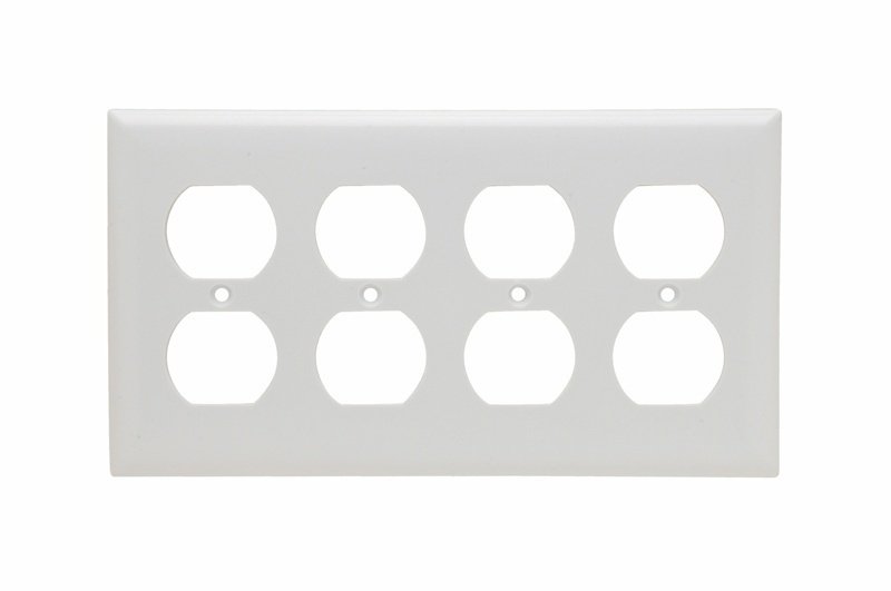 SP84-W - 4-Gang Thermoset Wall Plate, 4 Duplex Receptacle Openings, White