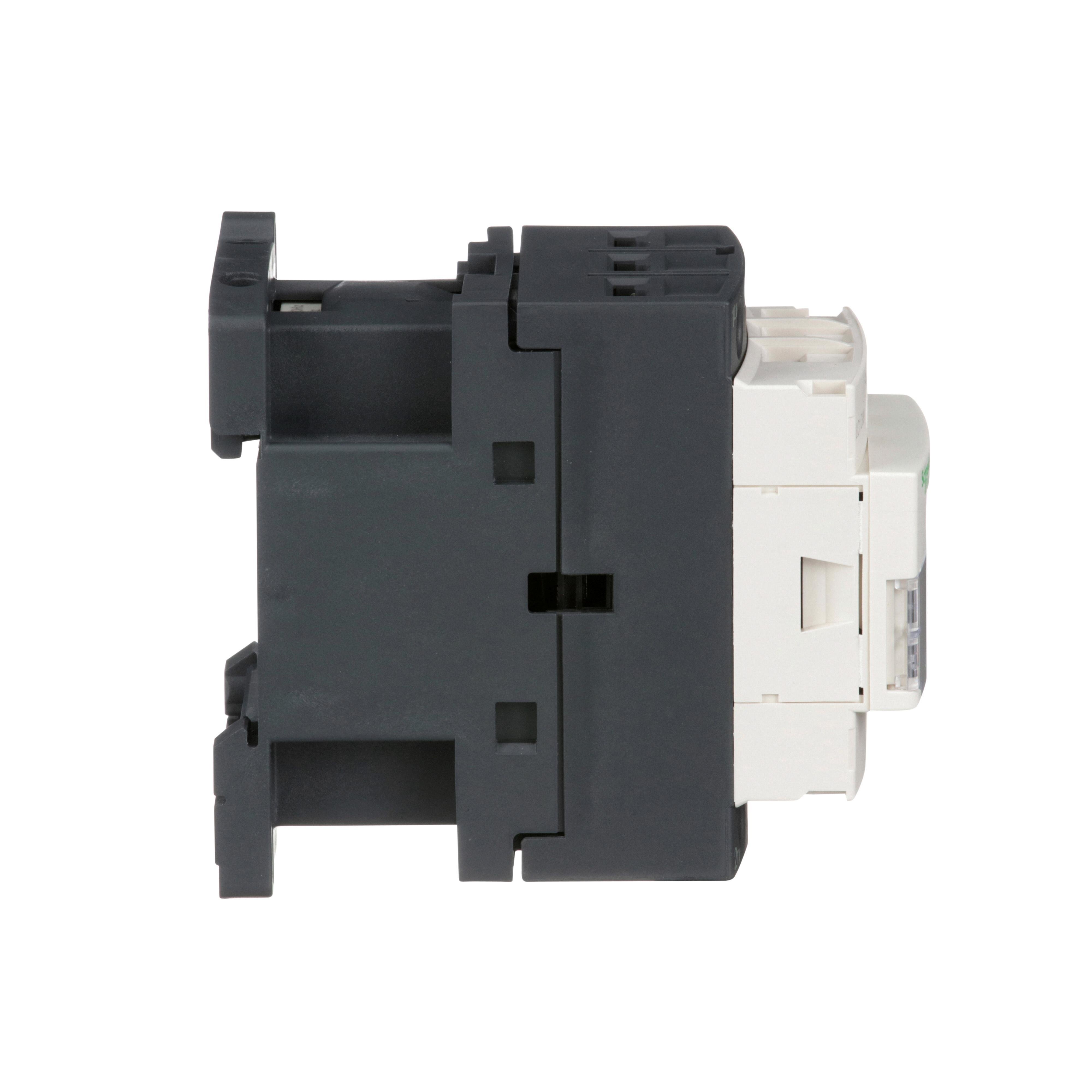 Picture of LC1D09U7 - IEC contactor, TeSys Deca, nonreversing, 9A, 5HP at 480VAC, up to 100kA SCCR, 3 phase, 3 NO, 240VAC 50/60Hz coil, open style