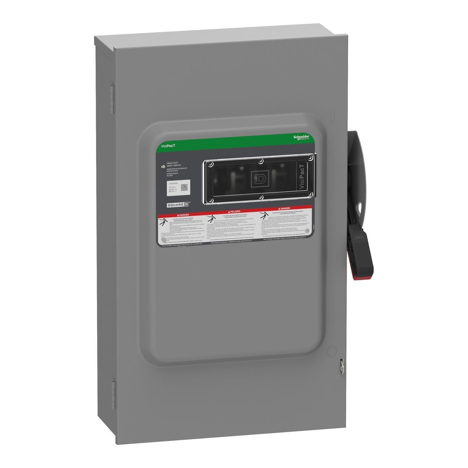 VHU364NR - Safety switch, VisiPacT, heavy duty, unfused, viewing window, NEMA 3R, 600V, 200A, 3 pole, neutral installed