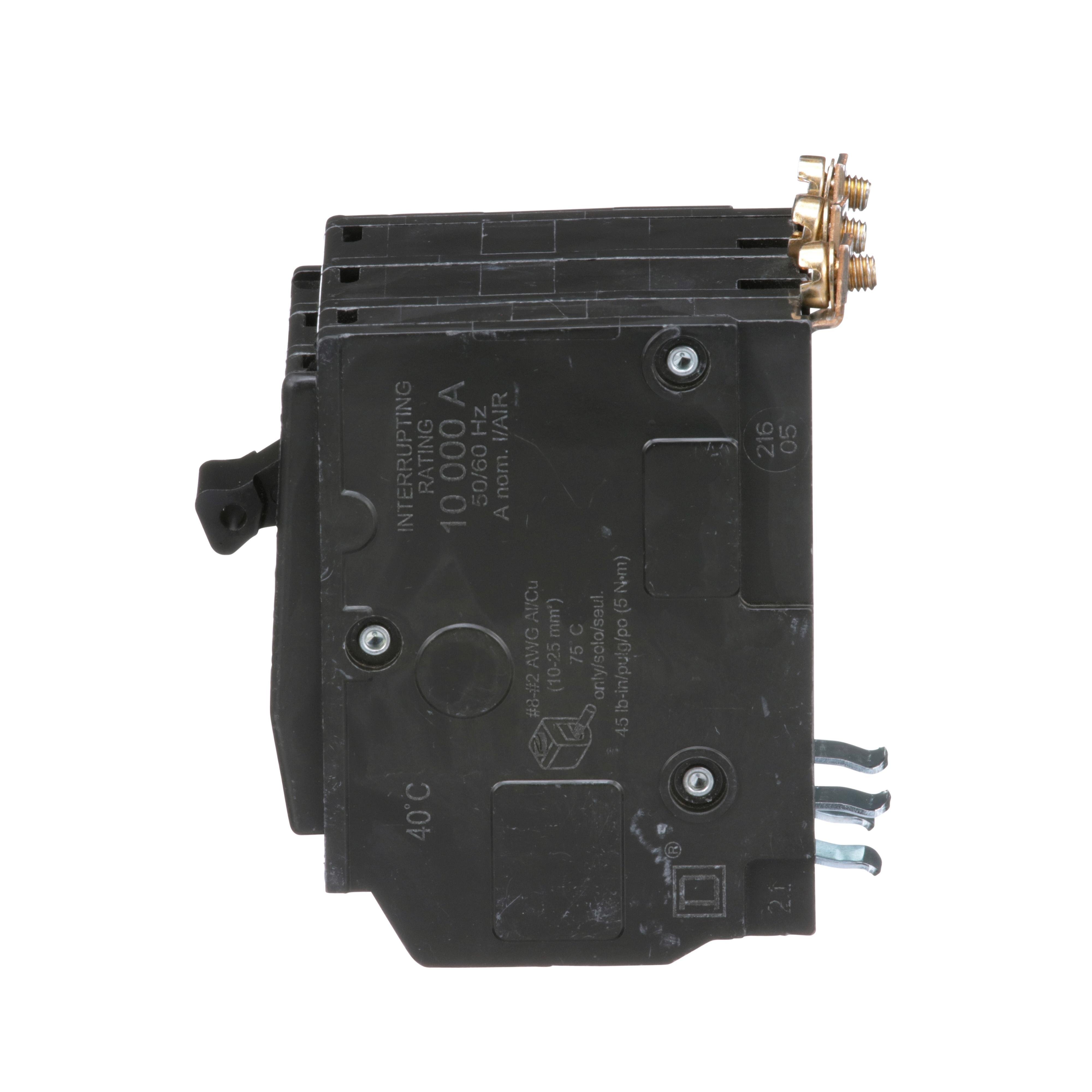 Picture of QOB345 - Mini circuit breaker, QO, 45A, 3 pole, 120/240VAC, 10kA, bolt on