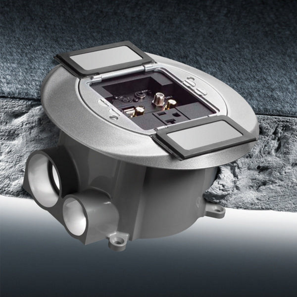 Picture of S1PFB - Round Flush Floorboxes, PVC, 3.00" Minimum Dept of Pour