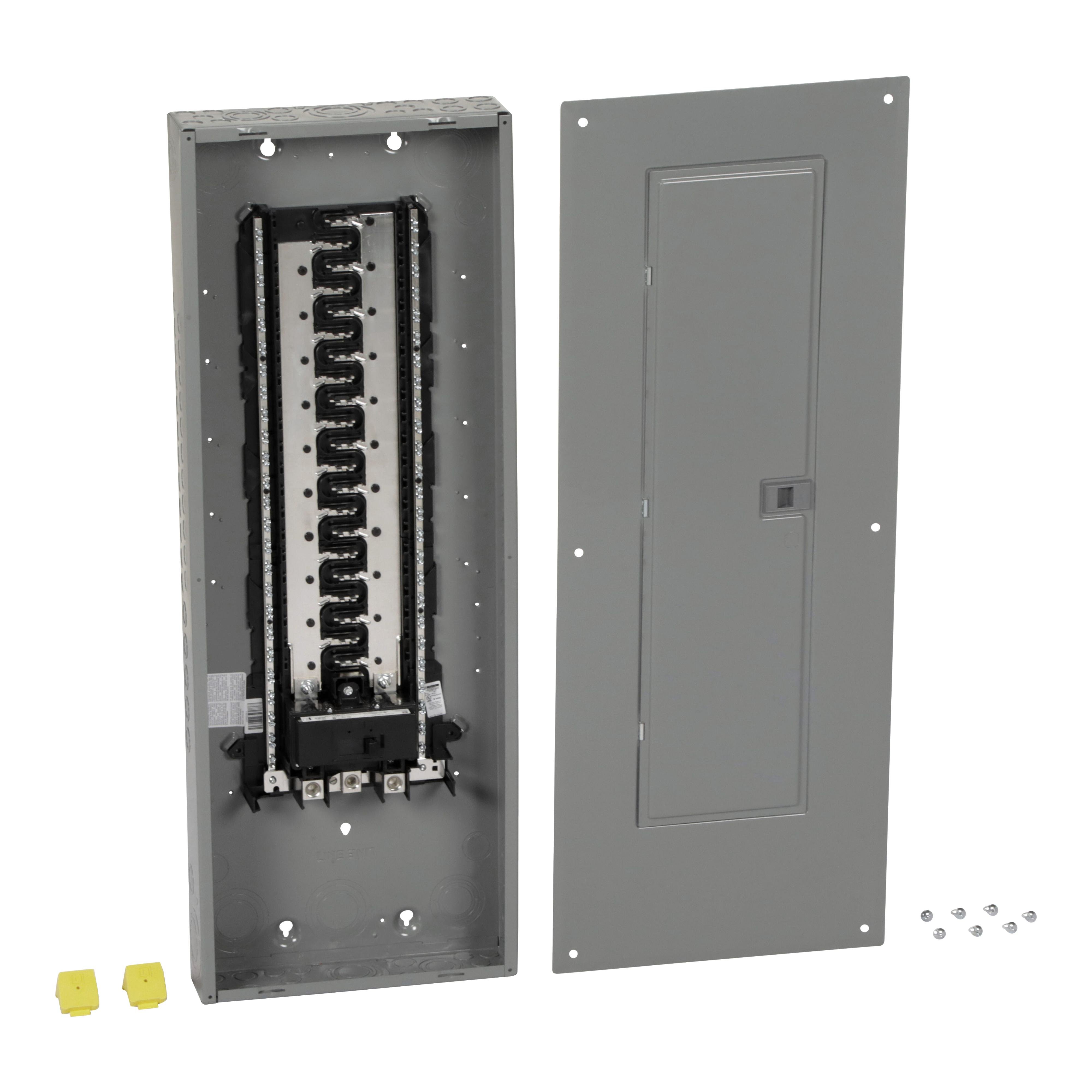 HOM4284M200PC - Load center, Homeline, 1 phase, 42 spaces, 84 circuits, 200A convertible main breaker, PoN, NEMA1, combo cover