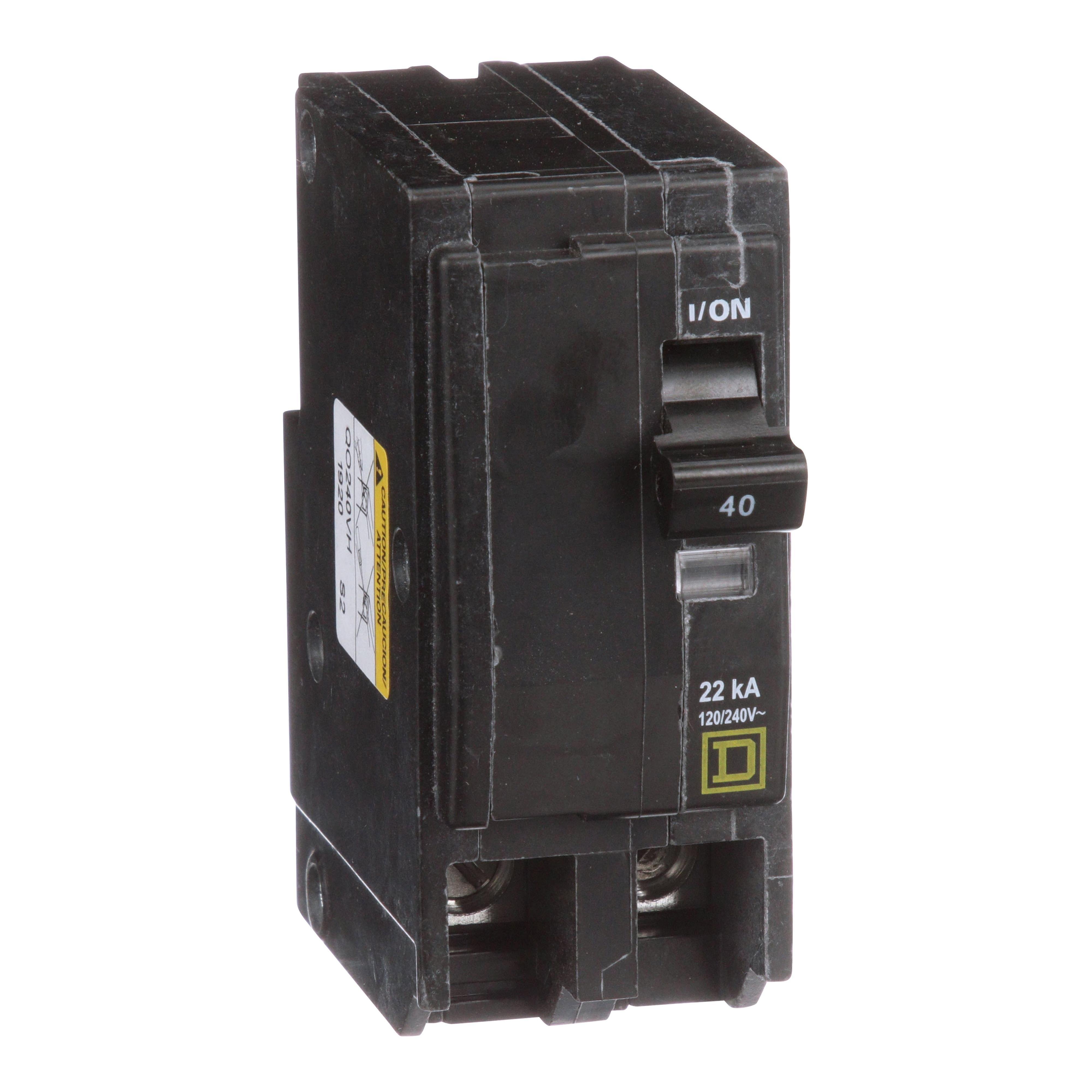 QO240VH - Mini circuit breaker, QO, 40A, 2 pole, 120/240VAC, 22kA, plug in