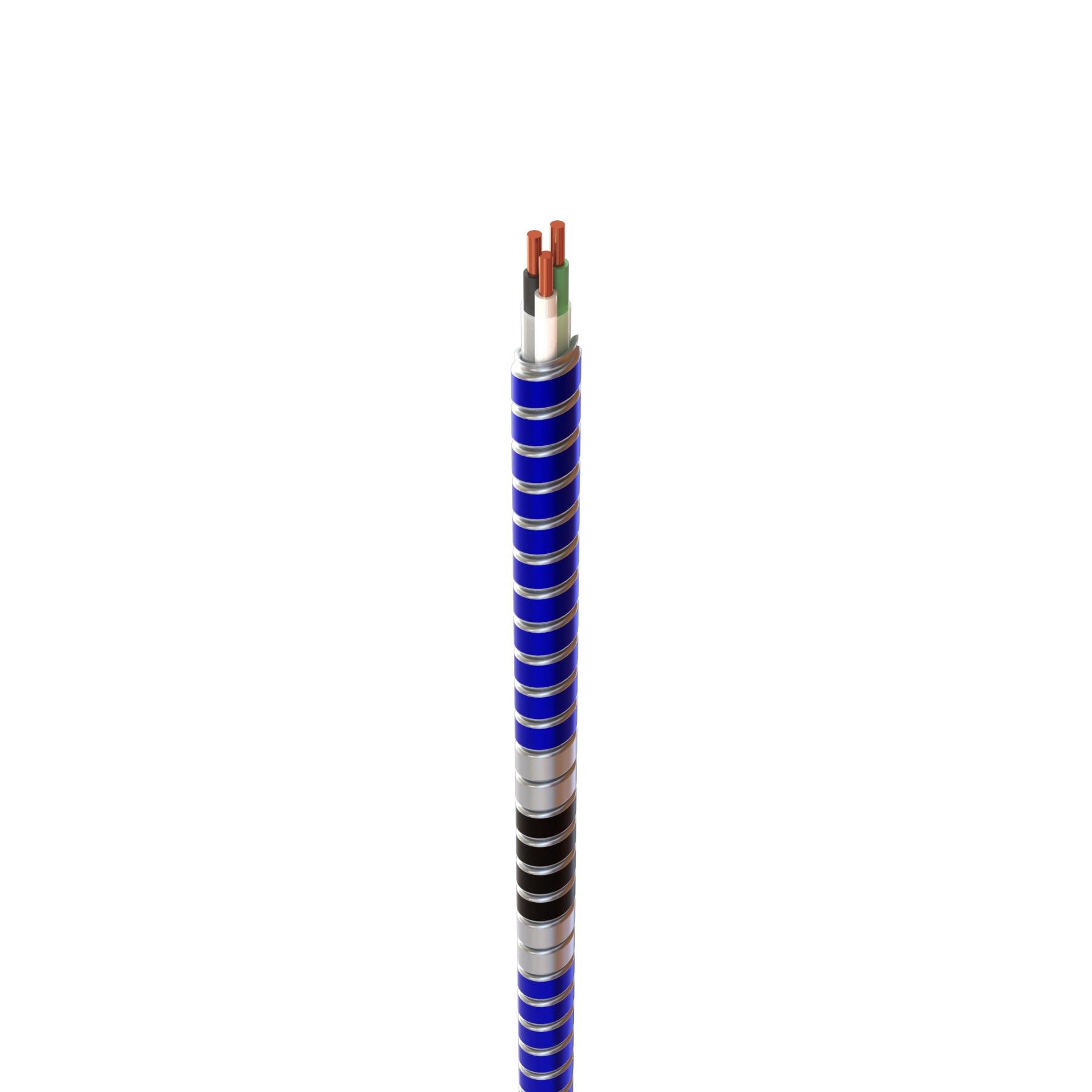 Picture of 1704B42T04 - MC Glide Tuff™ Blue Interlocked Galvanized Steel Armor w/Phase ID - Type MC - 250' Coil