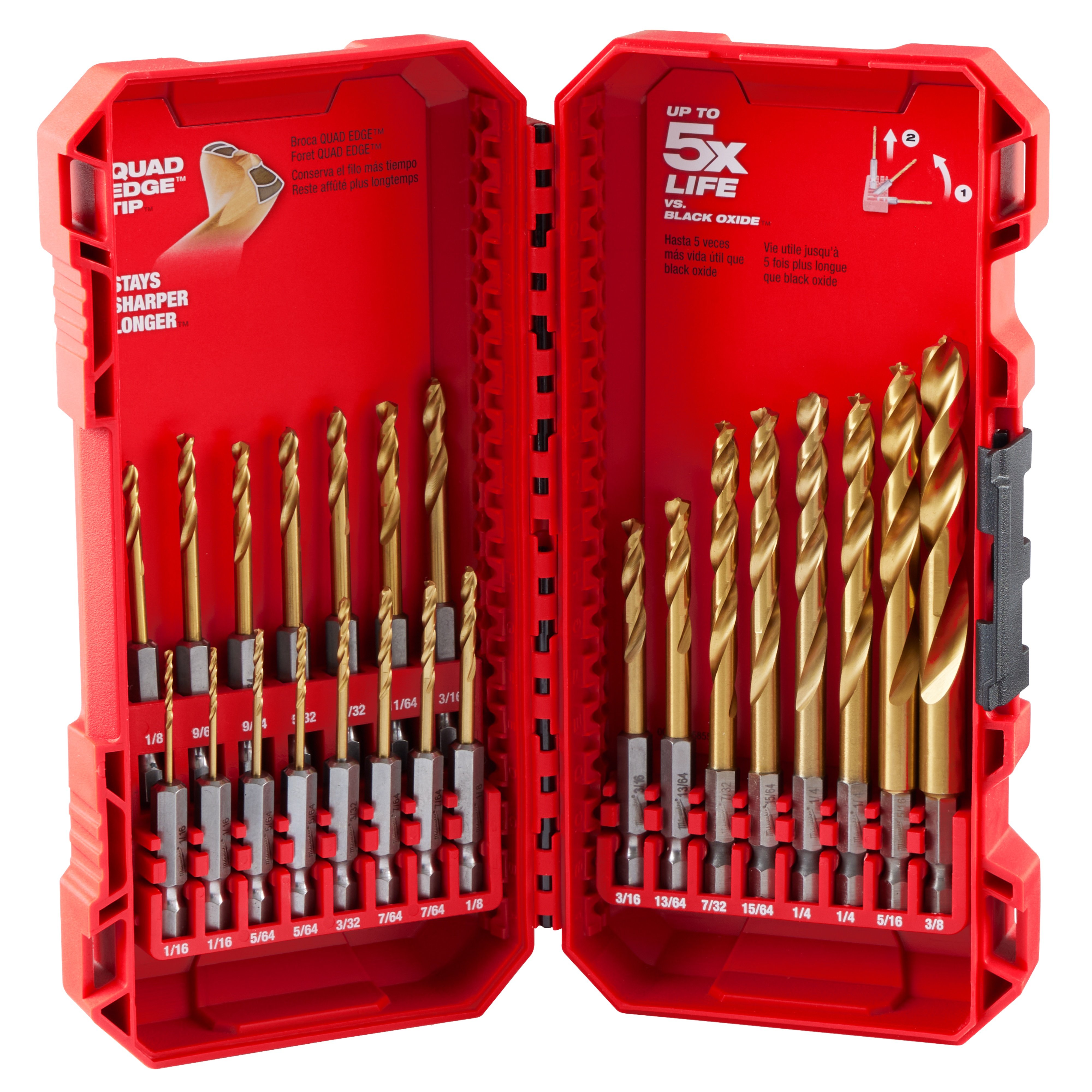 48-89-4631 - SHOCKWAVE Impact Duty™ RED HELIX™ Titanium Drill Bit Set – 23PC