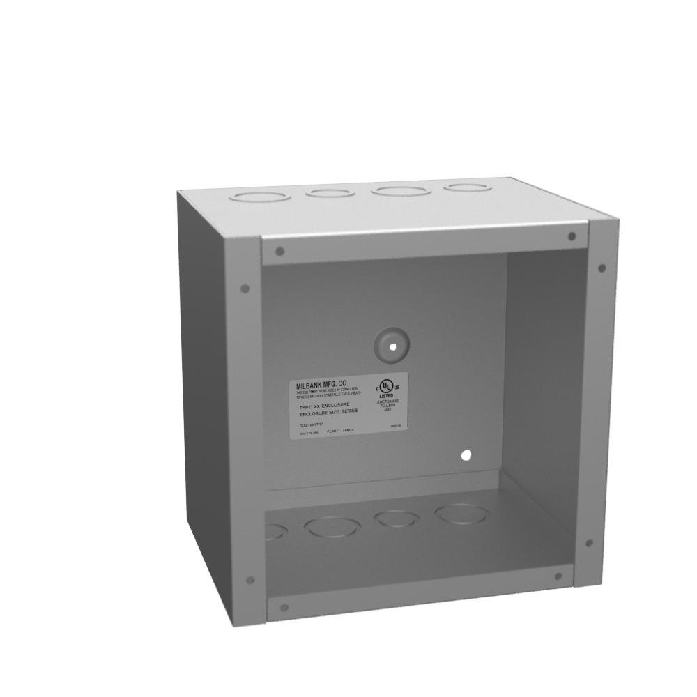 886-SC1-NP - 8x6x8 Screw Cover Type 1 UL Listed Steel Knockouts No Paint Cover With Teardrop Slots Mounting Holes In Back