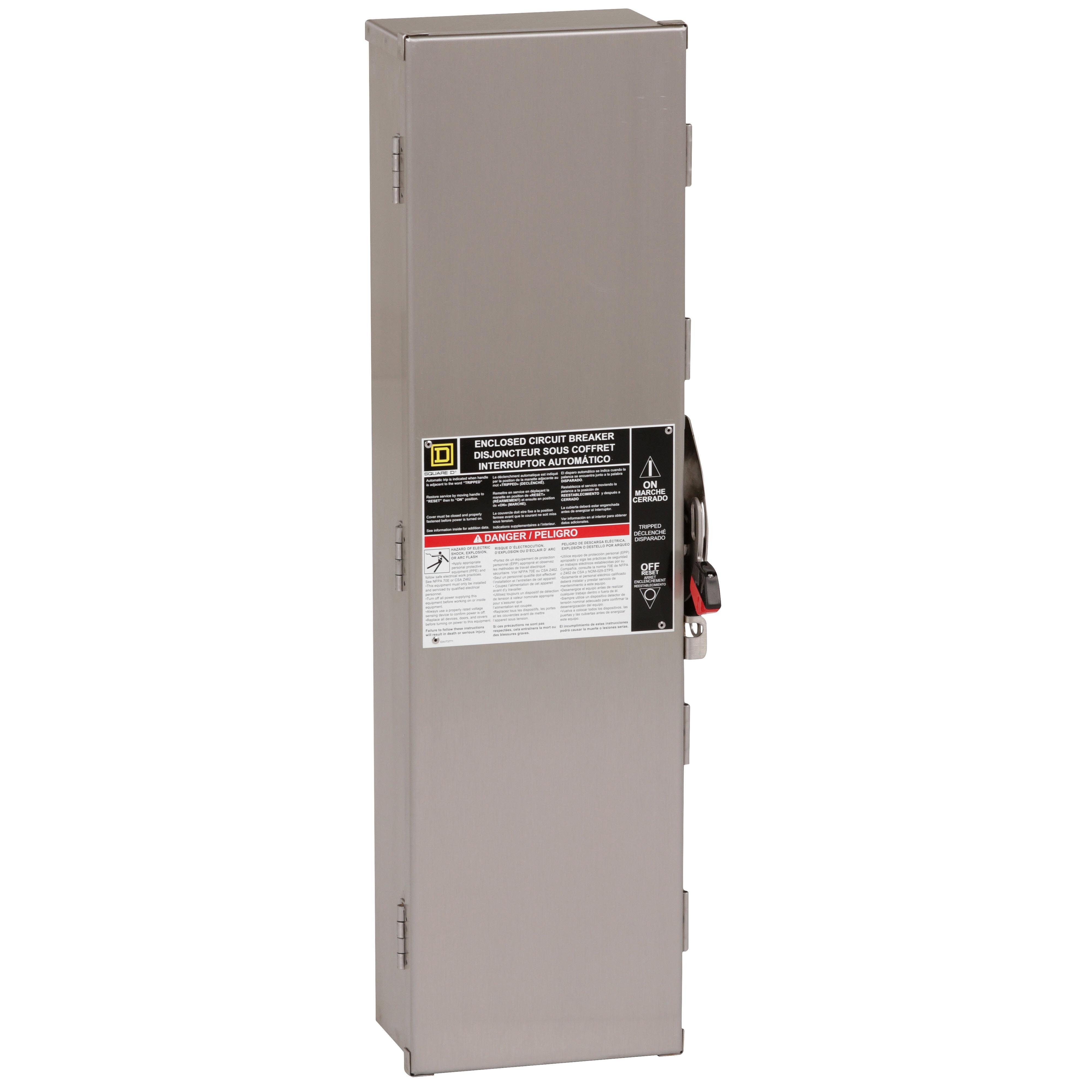 J250DS - Circuit breaker enclosure, PowerPacT H/J, 15A to 250A, 2 and 3 pole, NEMA 3/3R/4/4X/5, stainless steel