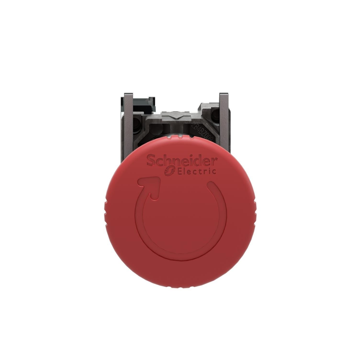 XB4BS8442 - Emergency switching off push button, Harmony XB4, metal, red mushroom 40mm, 22mm, trigger latching turn to release, 1NC