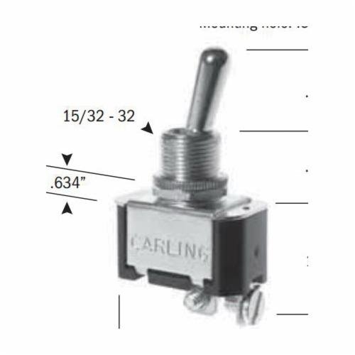 SS206A-BG - Toggle Switch, SPST, (ON)-OFF, 15 Amp 12