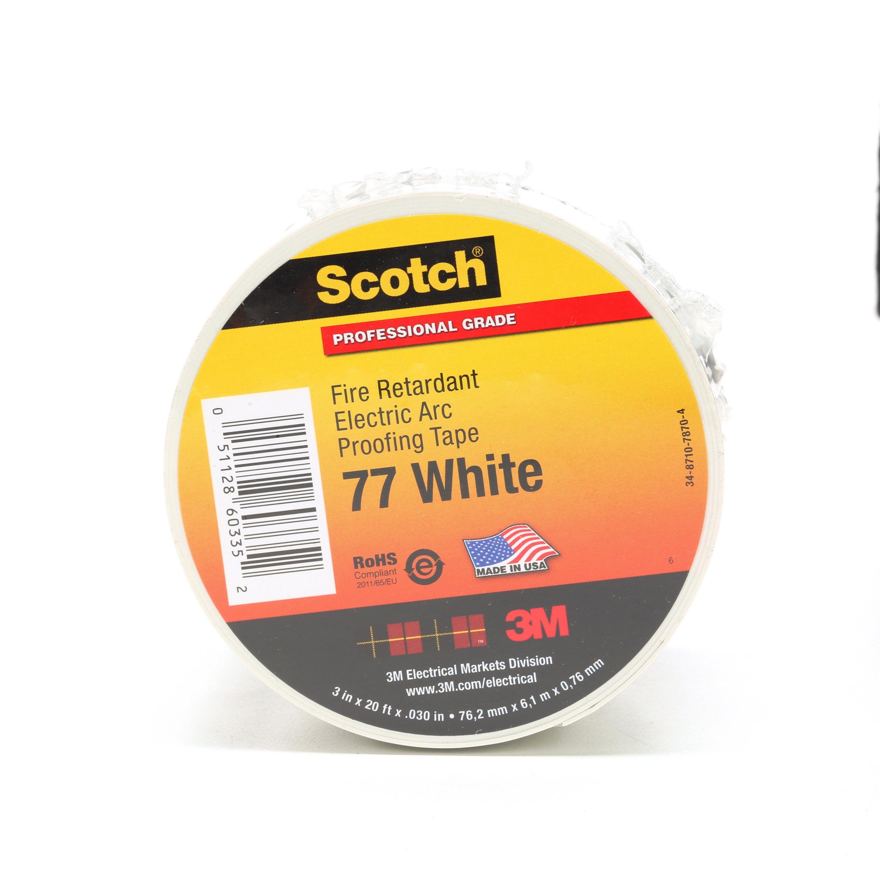 77-WHITE-3X20FT - Fire-Retardant Electric Arc Proofing Tape, 3" x 20' White