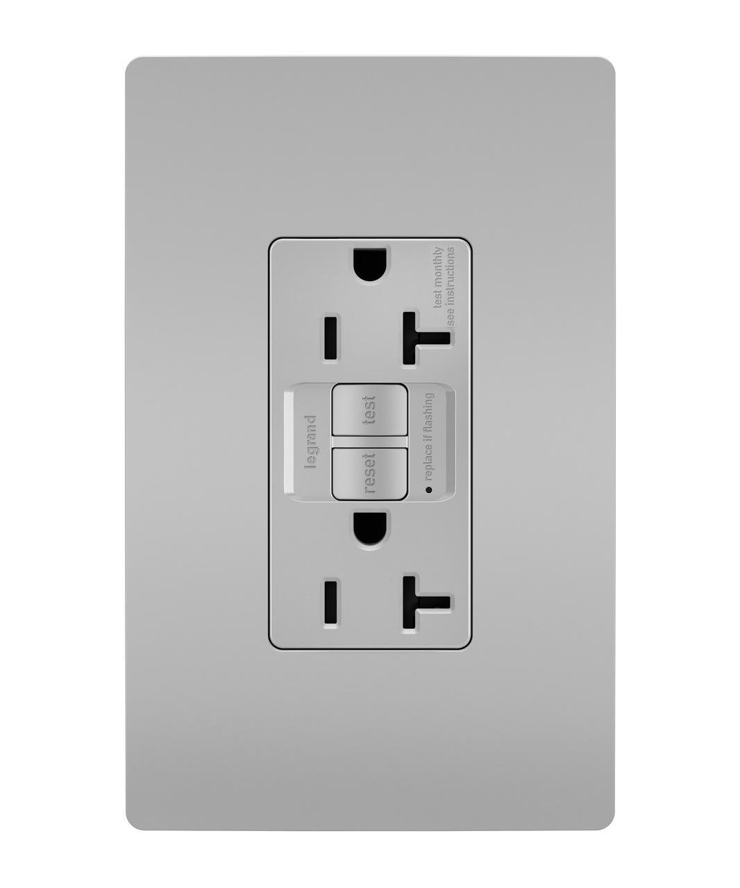Picture of 2097-GRY - radiant® 20A Duplex Self-Test GFCI Receptacles with SafeLock® Protection, Gray
