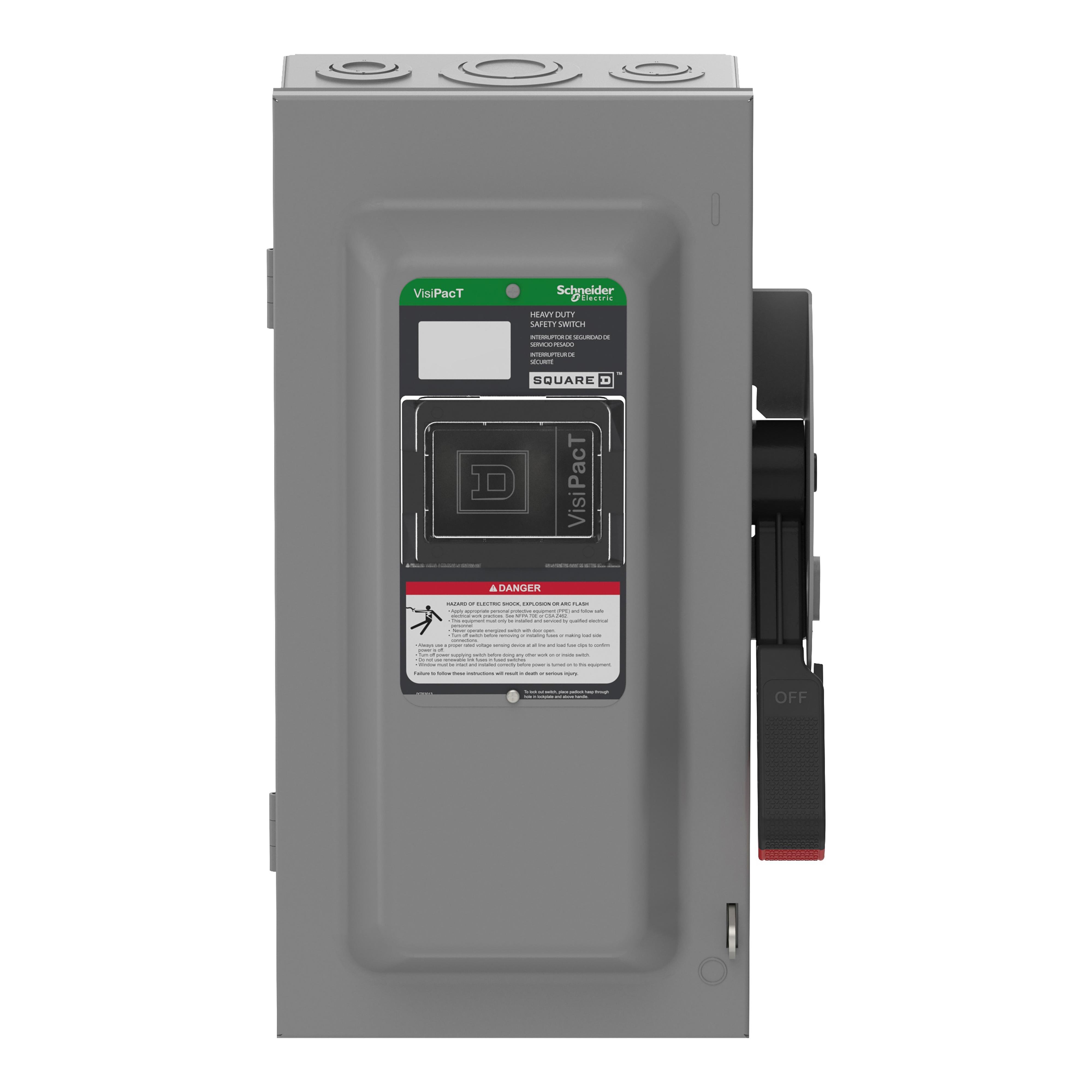 VHU362 - Safety switch, VisiPacT, heavy duty, unfused, viewing window, NEMA 1, 600V, 60A, 3 pole