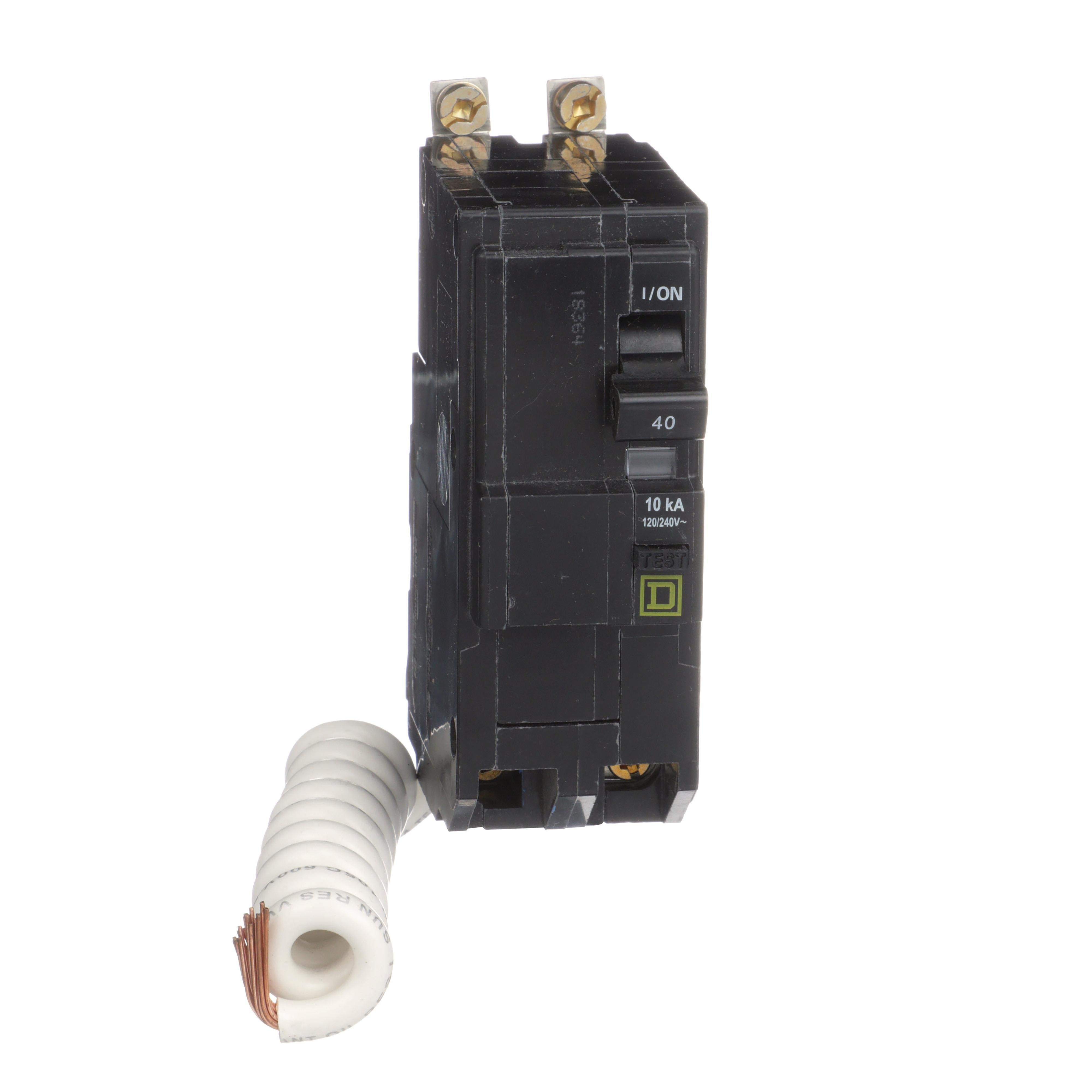 QOB240EPD - Mini circuit breaker, QO, 40A, 2 pole, 120/240VAC, 10kA, bolt on, 30mA grd fault B [TAA]