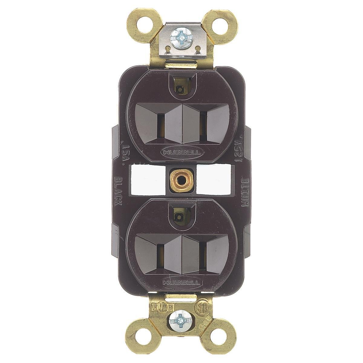 Picture of HBL5262 - Straight Blade Devices, Receptacles, Duplex, Industrial Grade, 2-Pole 3-Wire Grounding, 15A 125V, 5-15R, Brown, Single Pack