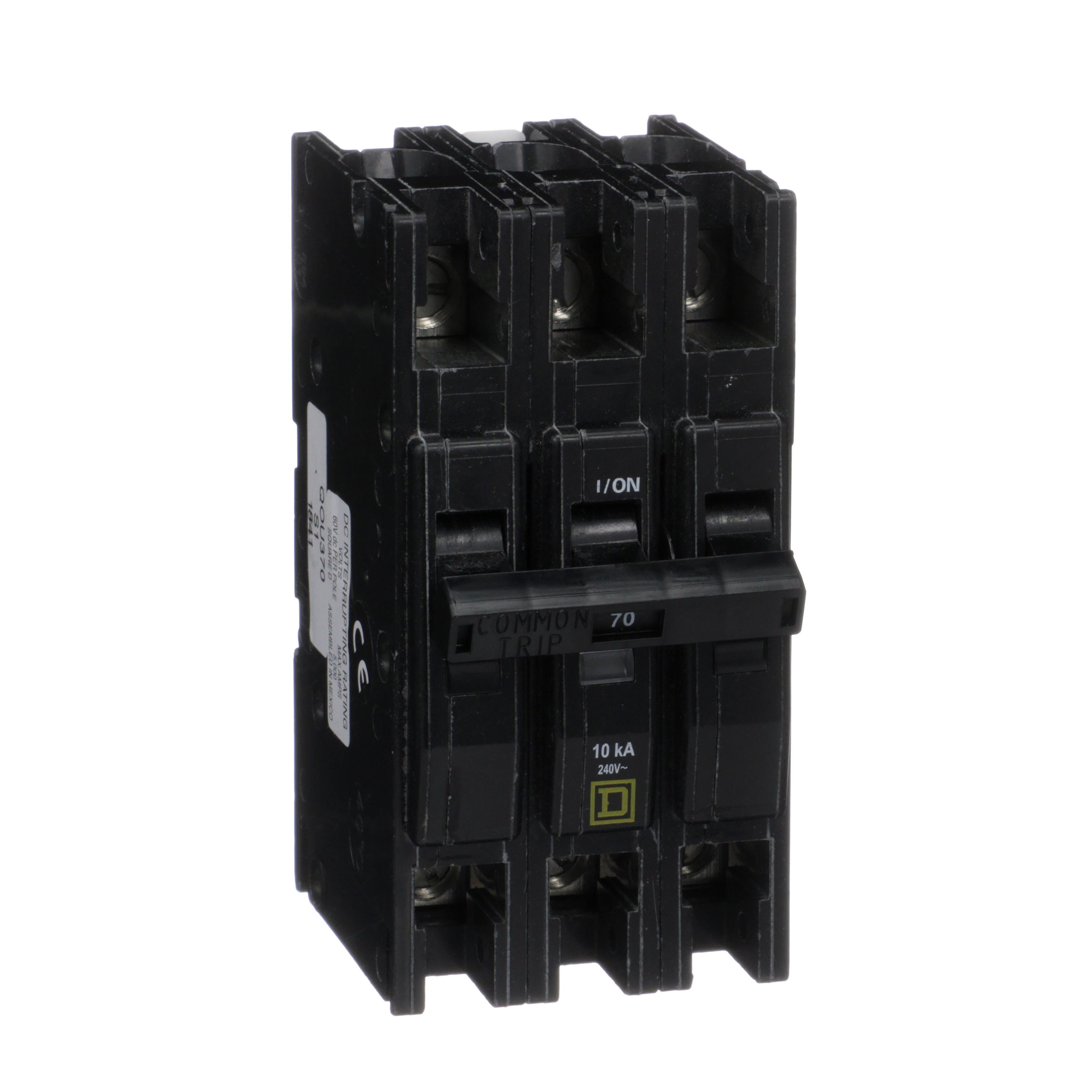 QOU370 - Mini circuit breaker, QOU, 70A, 3 pole, 240 VAC, 10kA