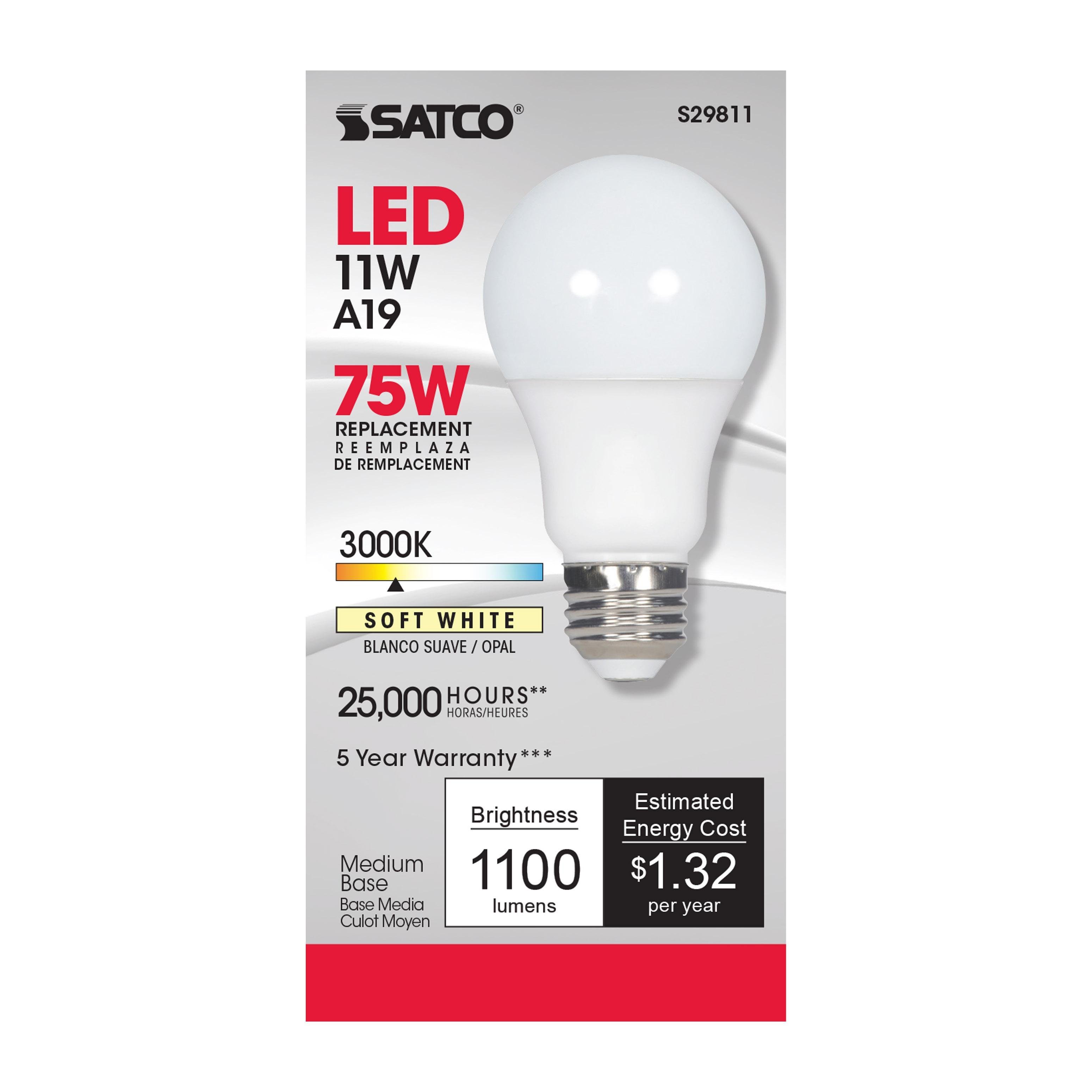 Picture of S29811 - 11 Watt - A19 LED - 3000K - Medium base - 220 deg. Beam Angle - 120 Volt