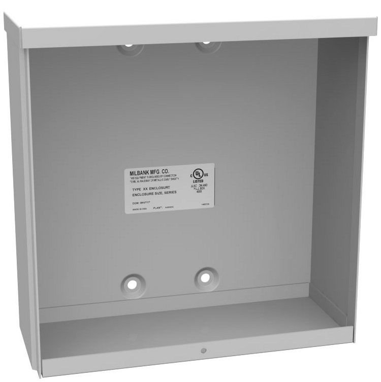 10104-SC3R-NK - 10x4X10 Screw Cover Type 3R UL Listed Steel No Knockouts ANSI 61 Gray Quad D Knockout For Lock Emboss Mounting Holes In Back