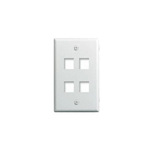 WP3404-WH - 1-Gang, 4-Port Wall Plate, White