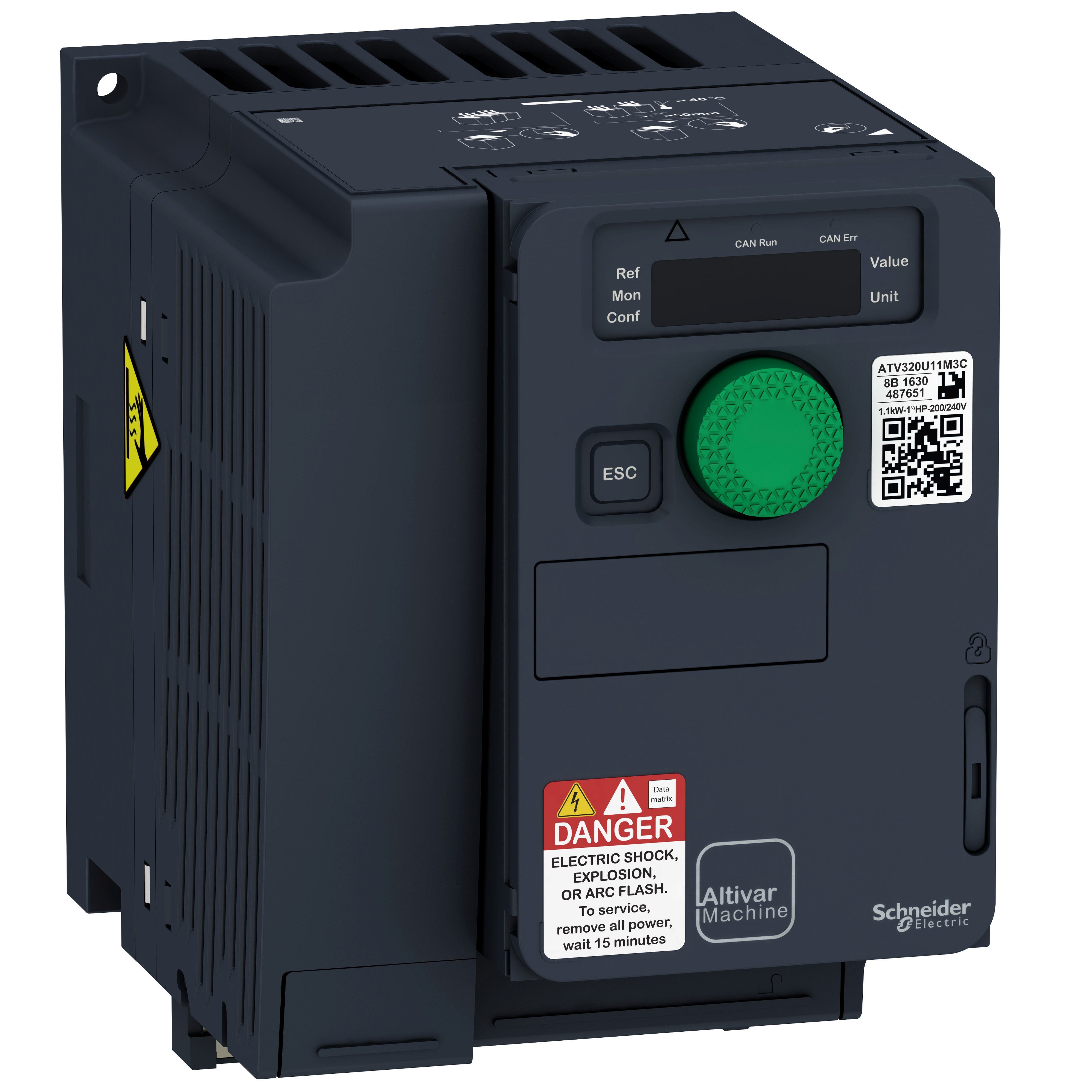 ATV320U15M3C - variable speed drive, Altivar Machine ATV320, 1.5kW, 200 to 240V, 3 phases, compact