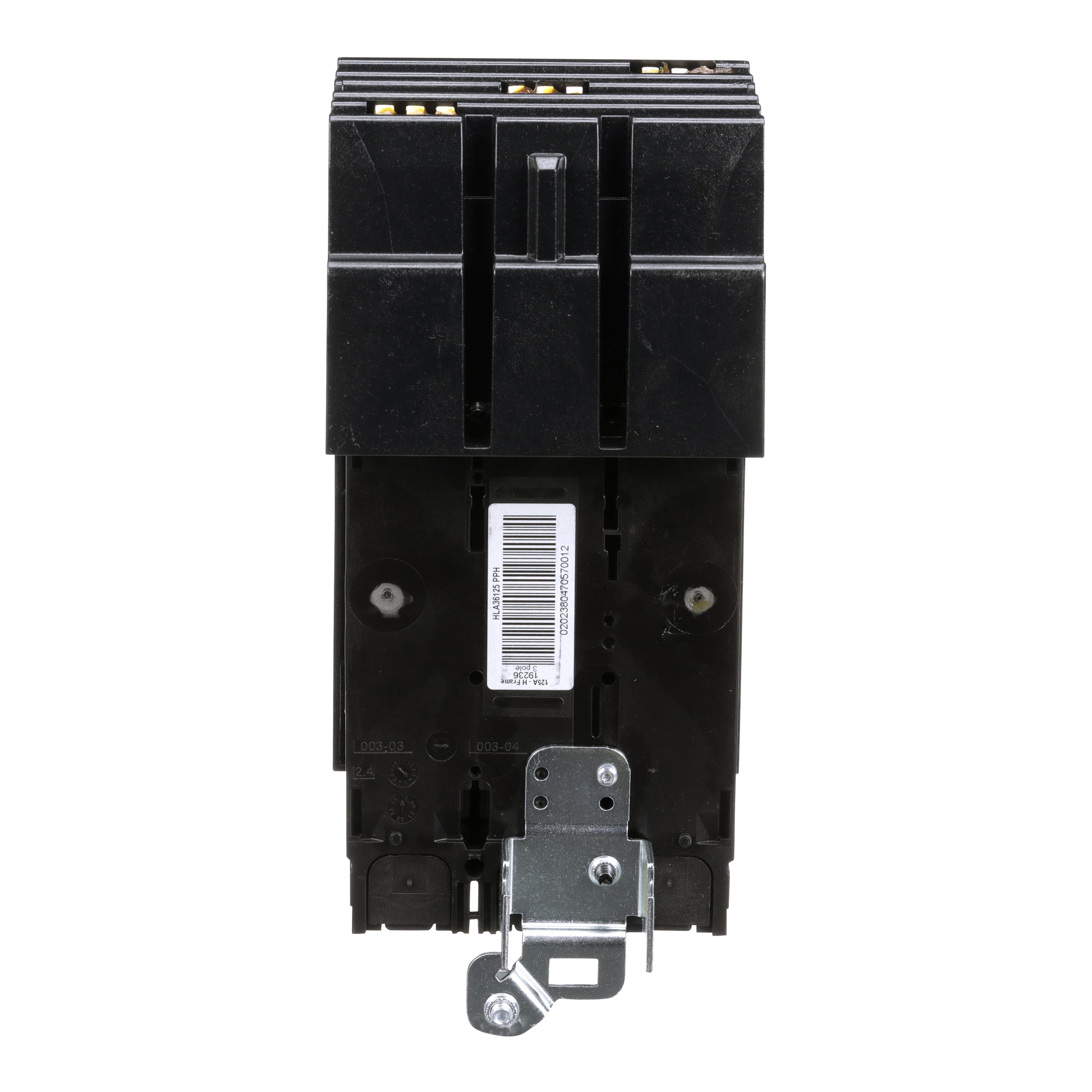 Picture of HLA36125 - Circuit breaker, PowerPacT H, 125A, 3 pole, 600VAC, 50kA, I-Line, thermal magnetic, 80%, ABC