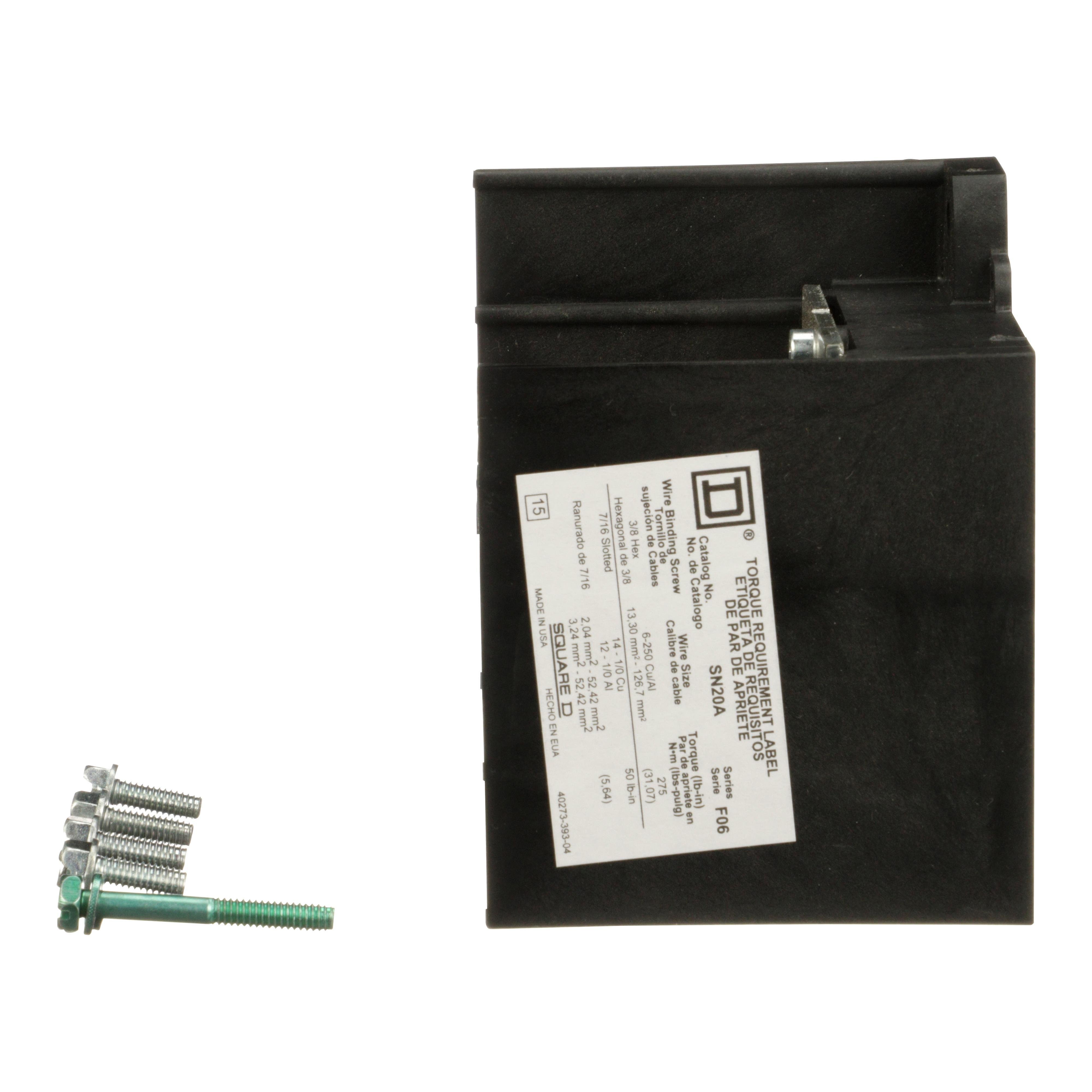Picture of SN20A - Solid neutral assembly, safety switch, 1 x aluminium/copper AWG 1/0, series F5/F6 200A