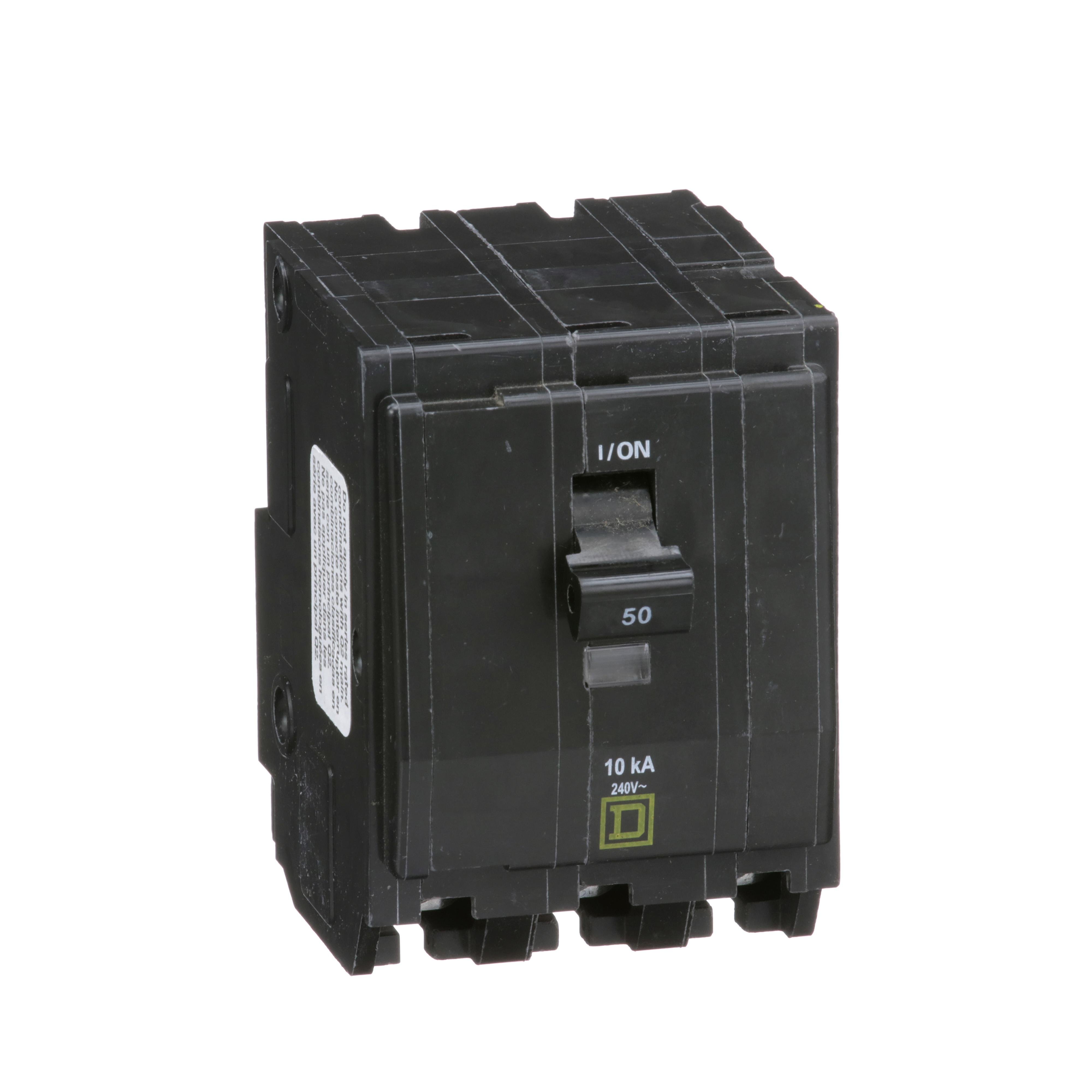 QO350 - Mini circuit breaker, QO, 50A, 3 pole, 120/240VAC, 10kA, plug in