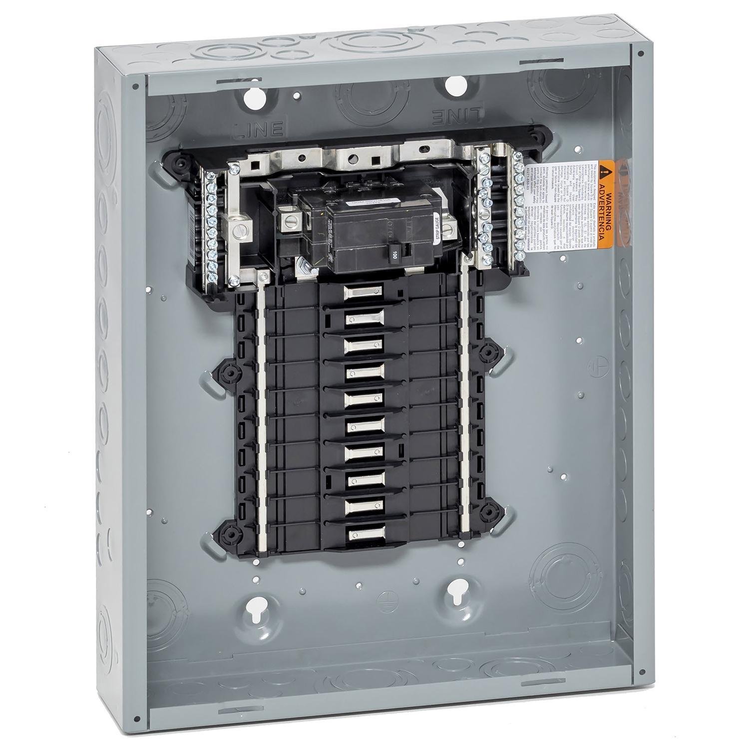 Picture of QO120M100P - Load center, QO, 1 phase, 20 spaces, 24 circuits, 100A convertible main breaker, PoN, NEMA1, UL