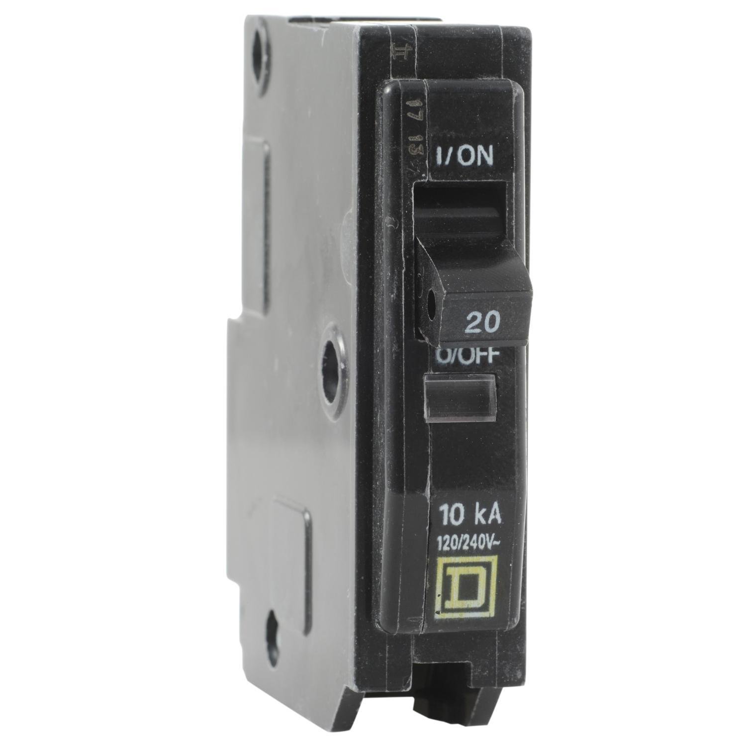 Picture of QO120 - Mini circuit breaker, QO, 20A, 1 pole, 120/240VAC, 10kA, plug in