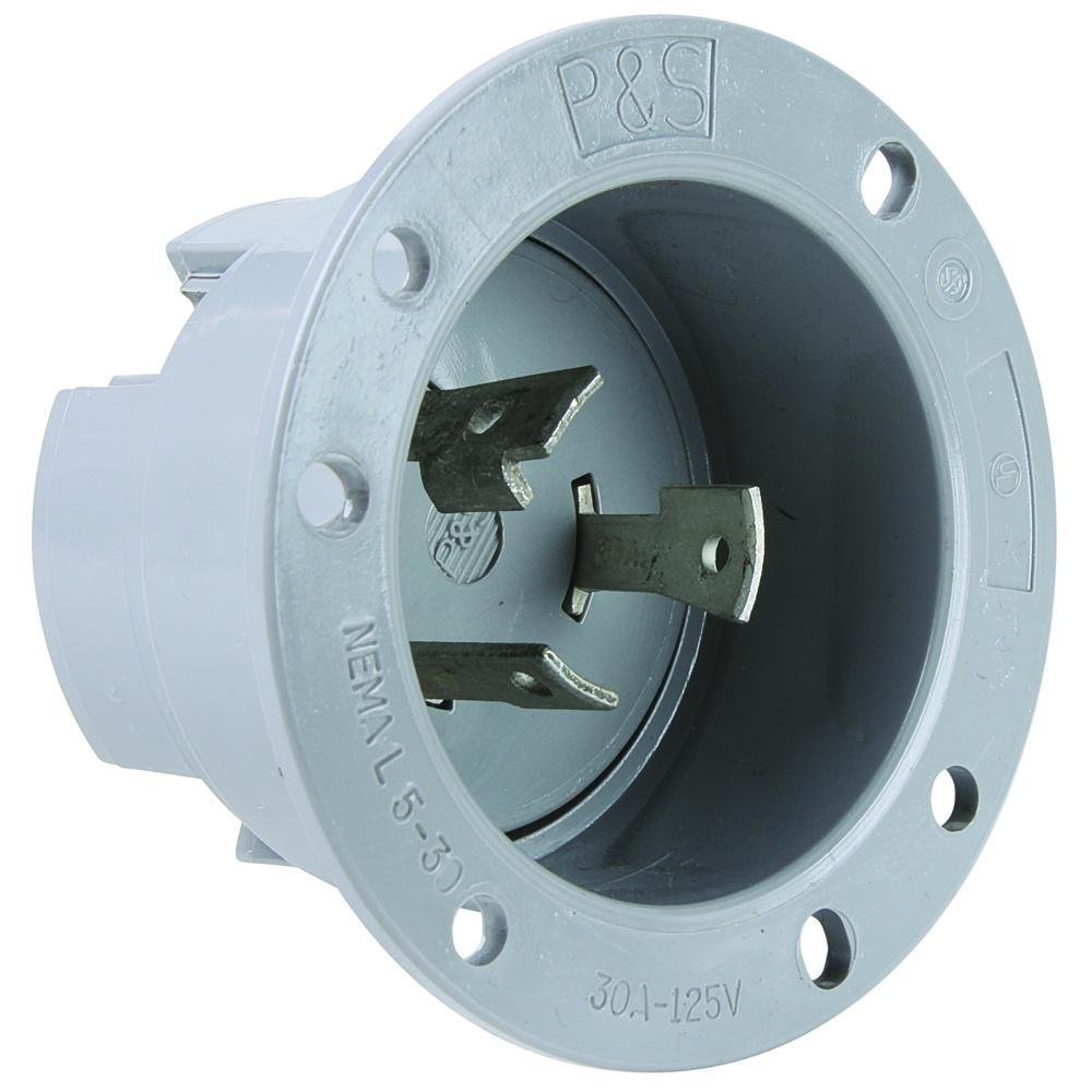 L530-FI - 30A NEMA L530 Flanged Inlet, Gray