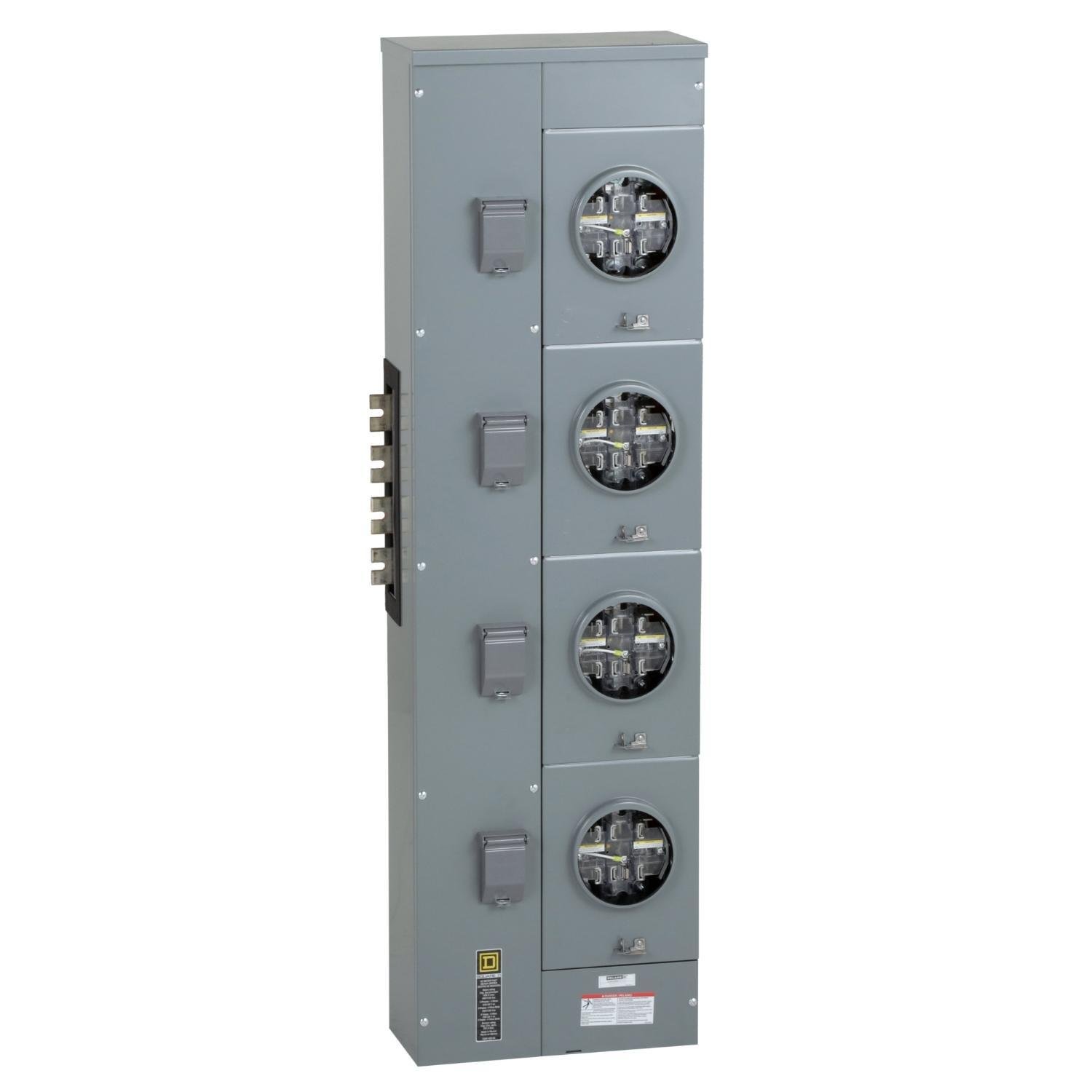 EZML334225CU - Branch unit, EZ Meter-Pak, 225A, 4 x 7 jaw sockets, 208Y/120VAC, lever bypass, ringless, 1200A Cu busbar