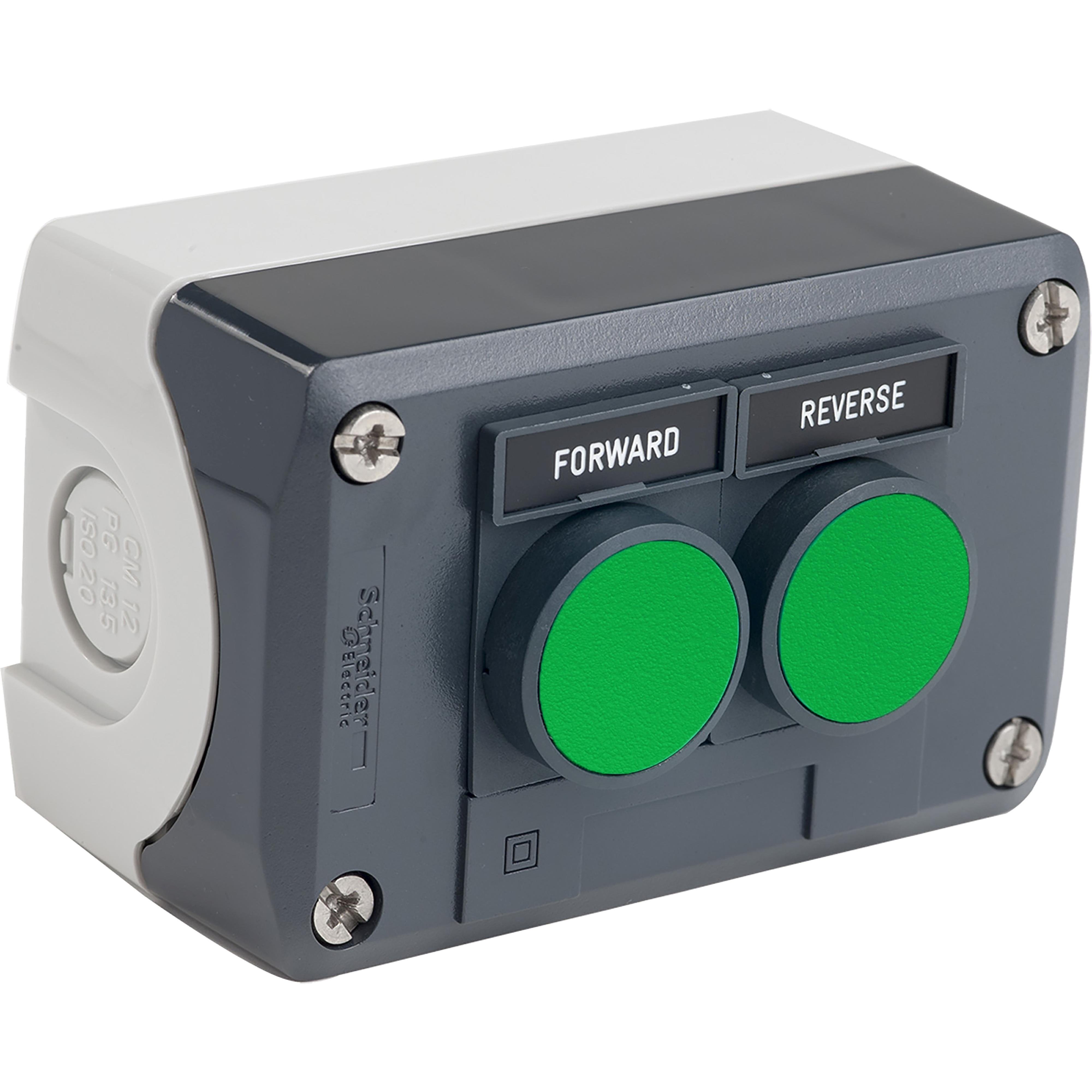 XALD251H29H7 - Complete control station, Harmony XALD, dark grey, 2 green flush pushbuttons, 22mm