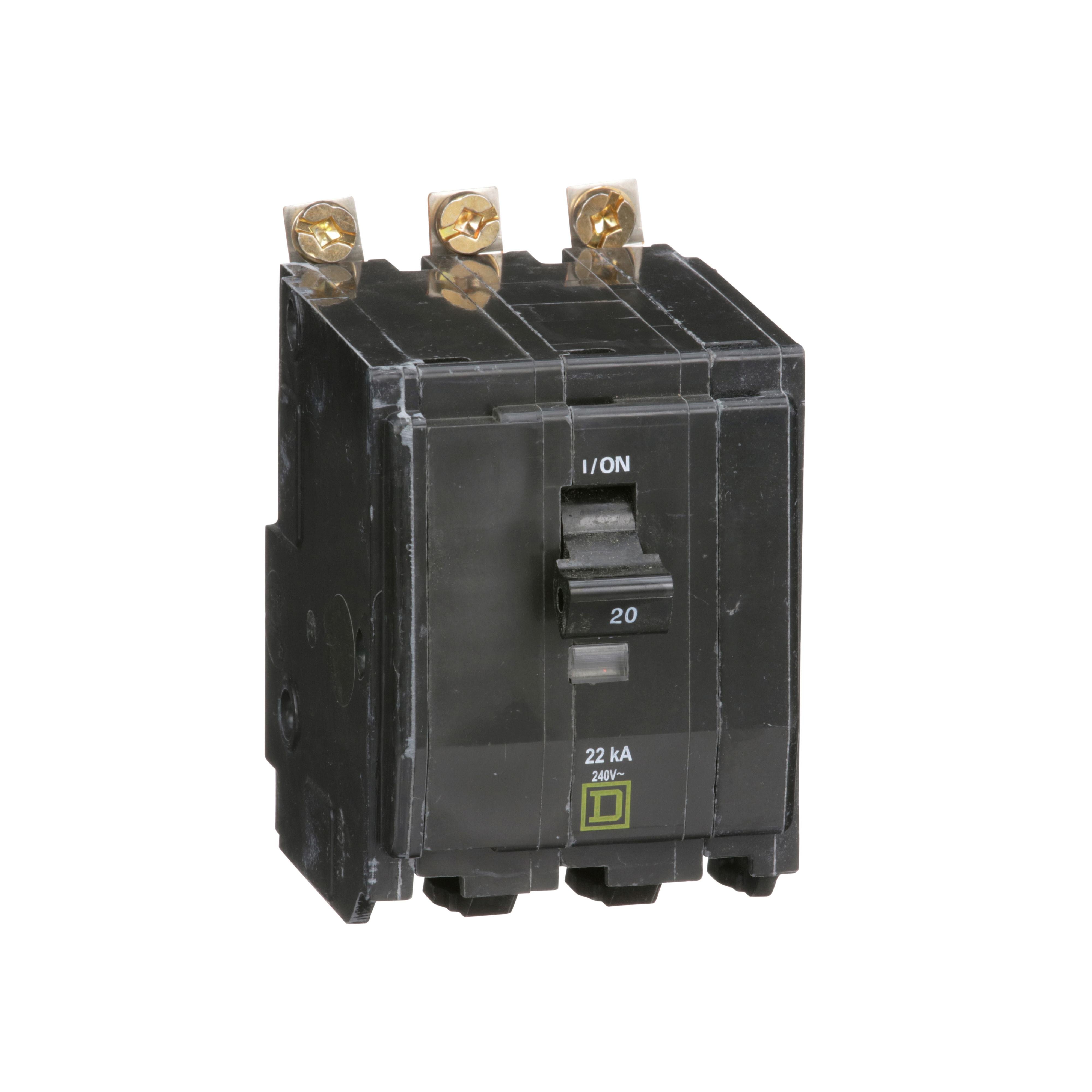 Picture of QOB320VH - Mini circuit breaker, QO, 20A, 3 pole, 120/240VAC, 22kA, bolt on