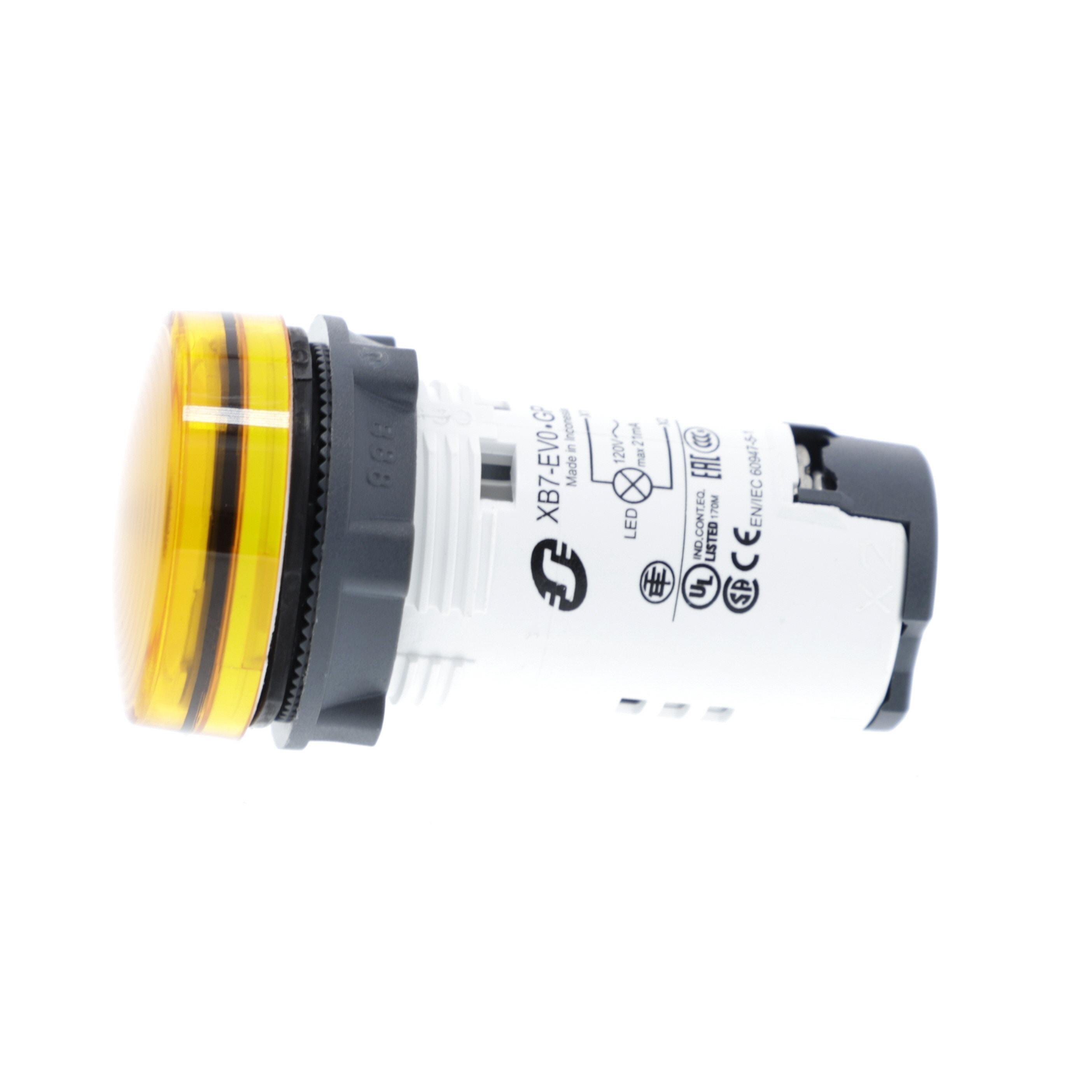 Picture of XB7EV08GP - Monolithic pilot light, Harmony XB7, plastic, orange, 22mm, integral LED, 110...120V AC